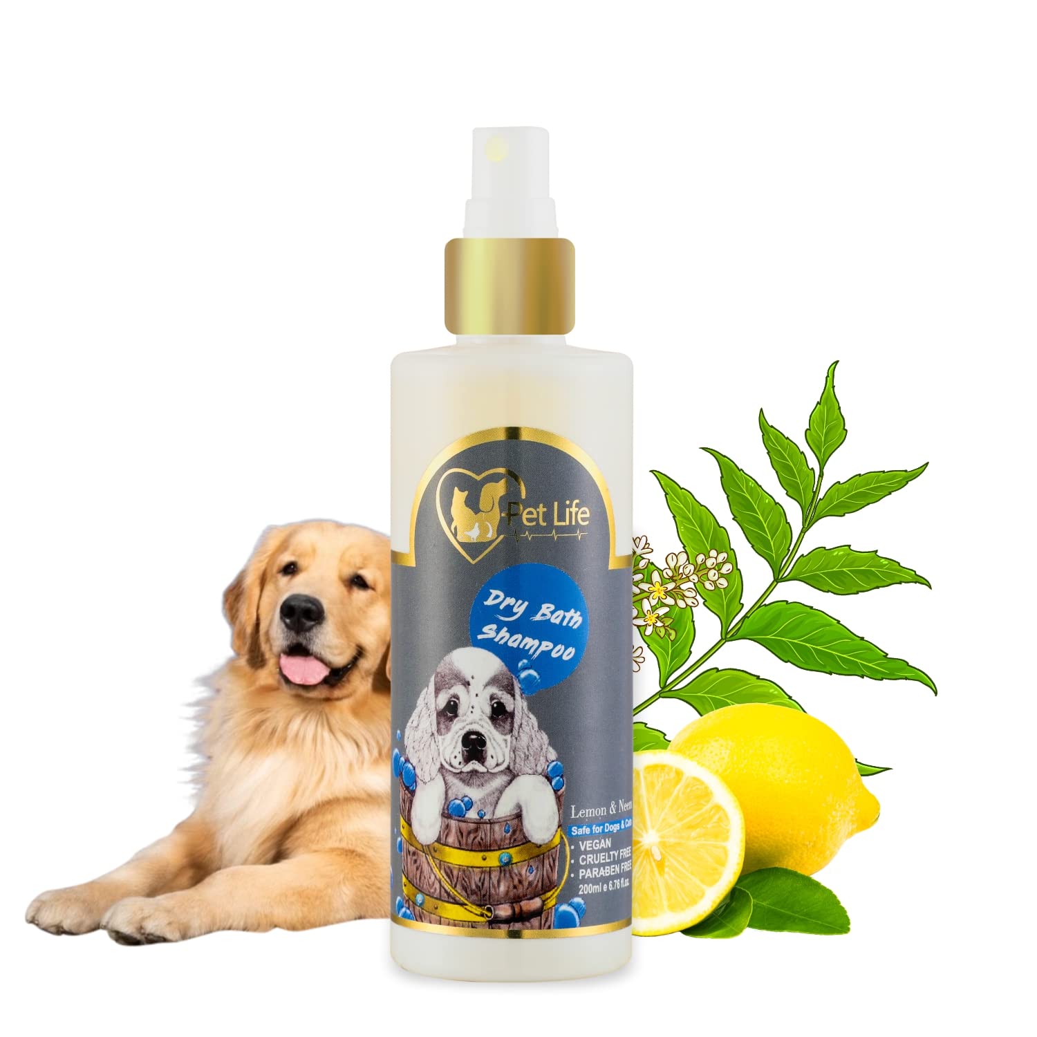 Petlife Organic Dry Bath Shampoo For Golden Retriever Dog & Puppy|Dry Waterless Spray Dog Shampoo For A Cleaner, Smoother & Shinier Coat-Made With Natural Ingredients For All Dog Breed-200 Milliliter (B0B6226QC4) Amazon Price History, Amazon Price Tracker
