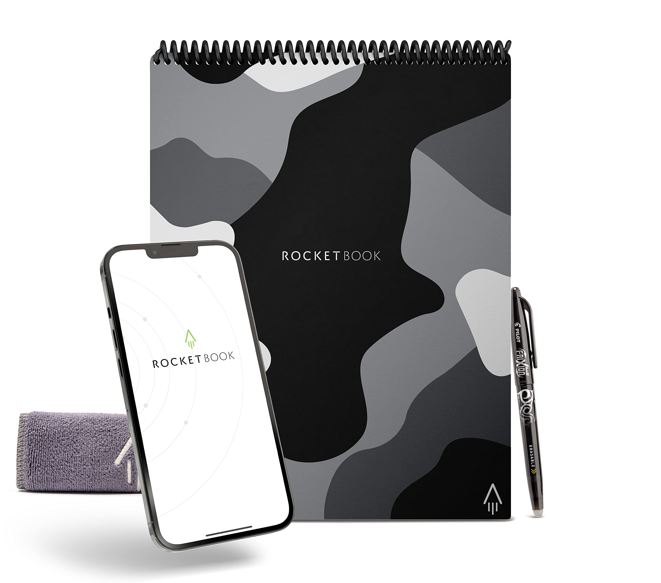 Rocketbook Smart Reusable Notebook, Flip Letter Size Spiral Notebook, Lunar Winter, (8.5" x 11")