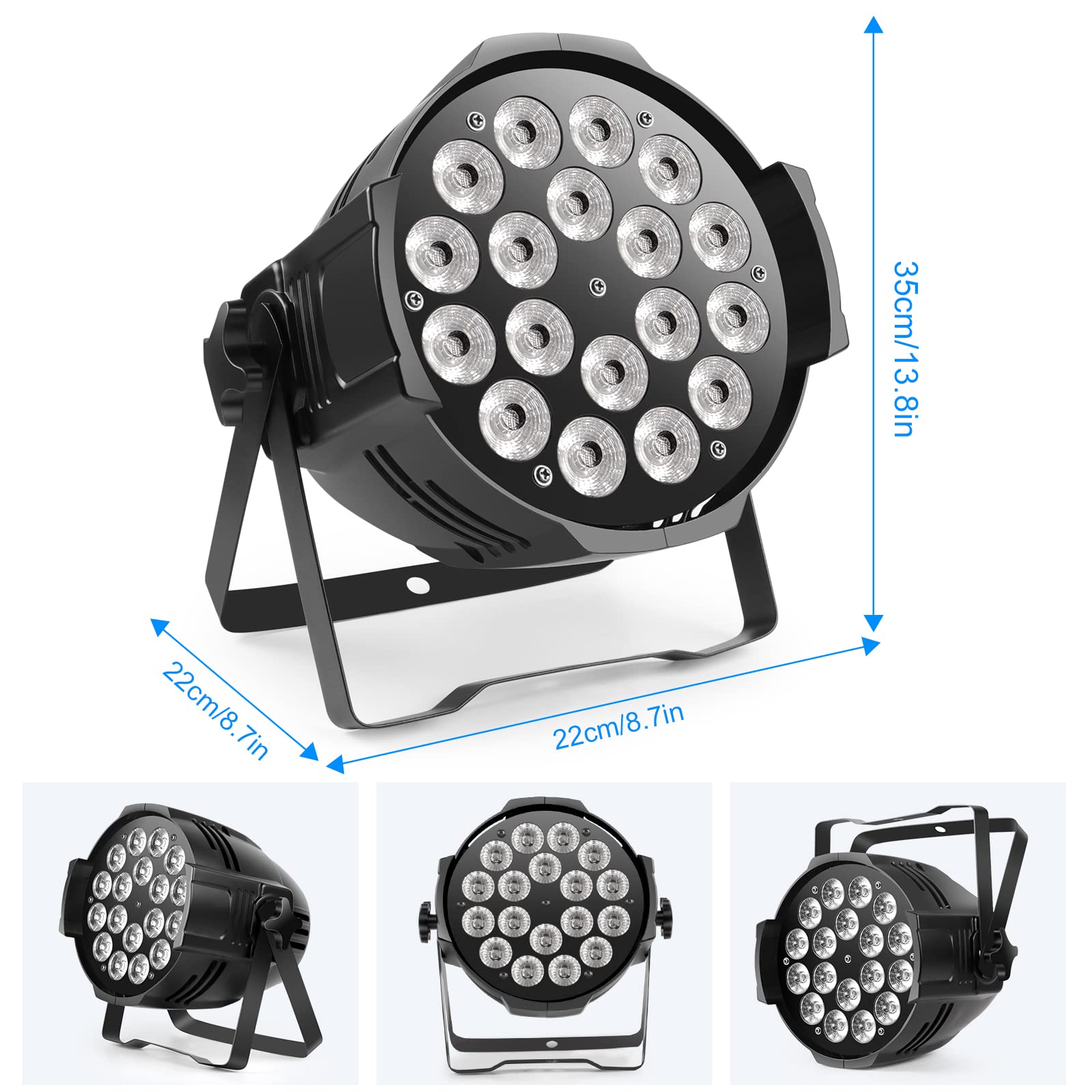 U`King 2PCS Faro Par 18 x 15W LED Luce da Palcoscenico 4 in 1 RGBW Par LED per Illuminazione Palcoscenico con DMX512 e 8 Canali per Feste, Discoteca, Matrimonio, Natale