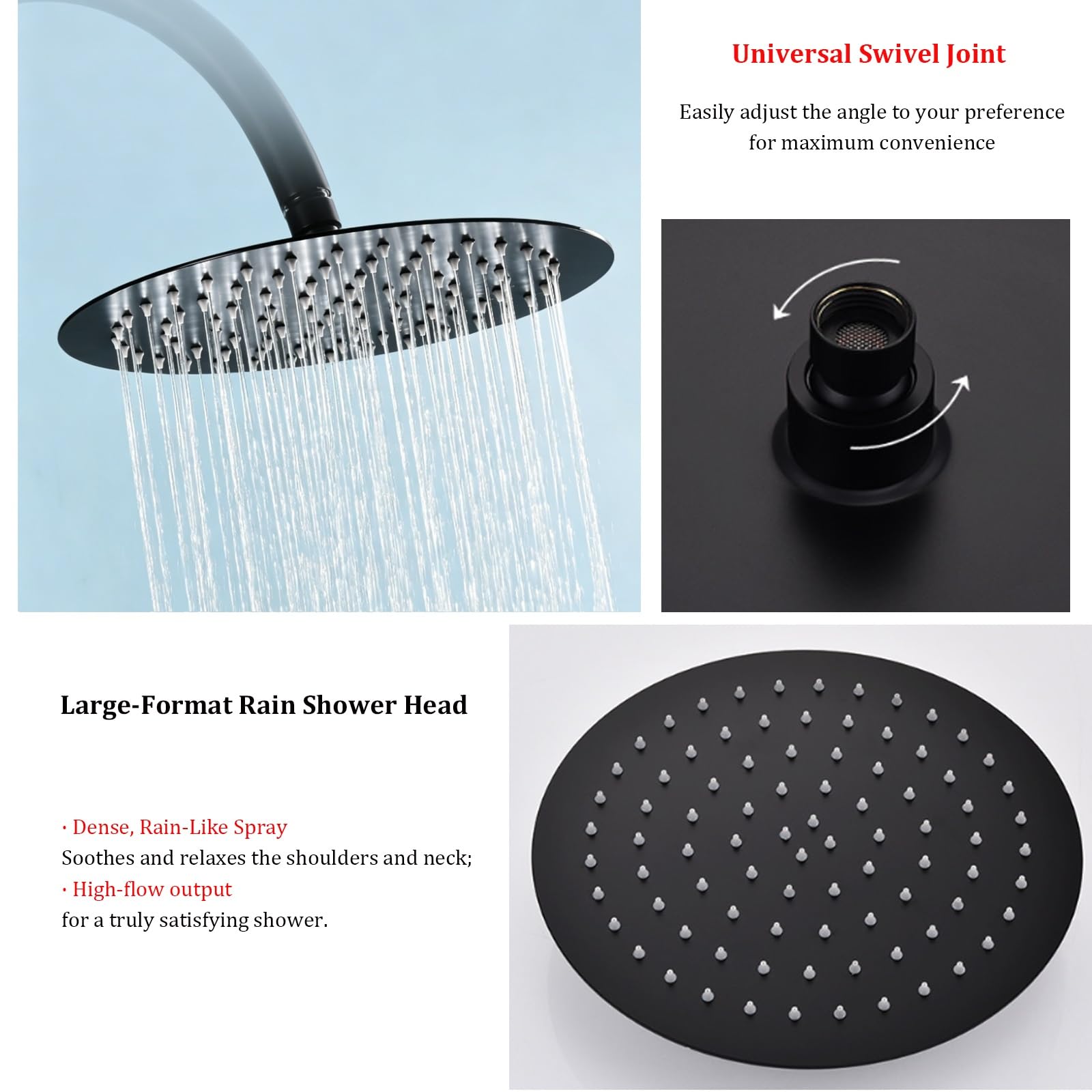 Conjunto de Ducha Exterior Independiente, con Cabezal de Lluvia de 25 cm y Ducha de Mano, Sistema de Ducha Exterior de Acero Inoxidable para jardín, Piscina y Playa