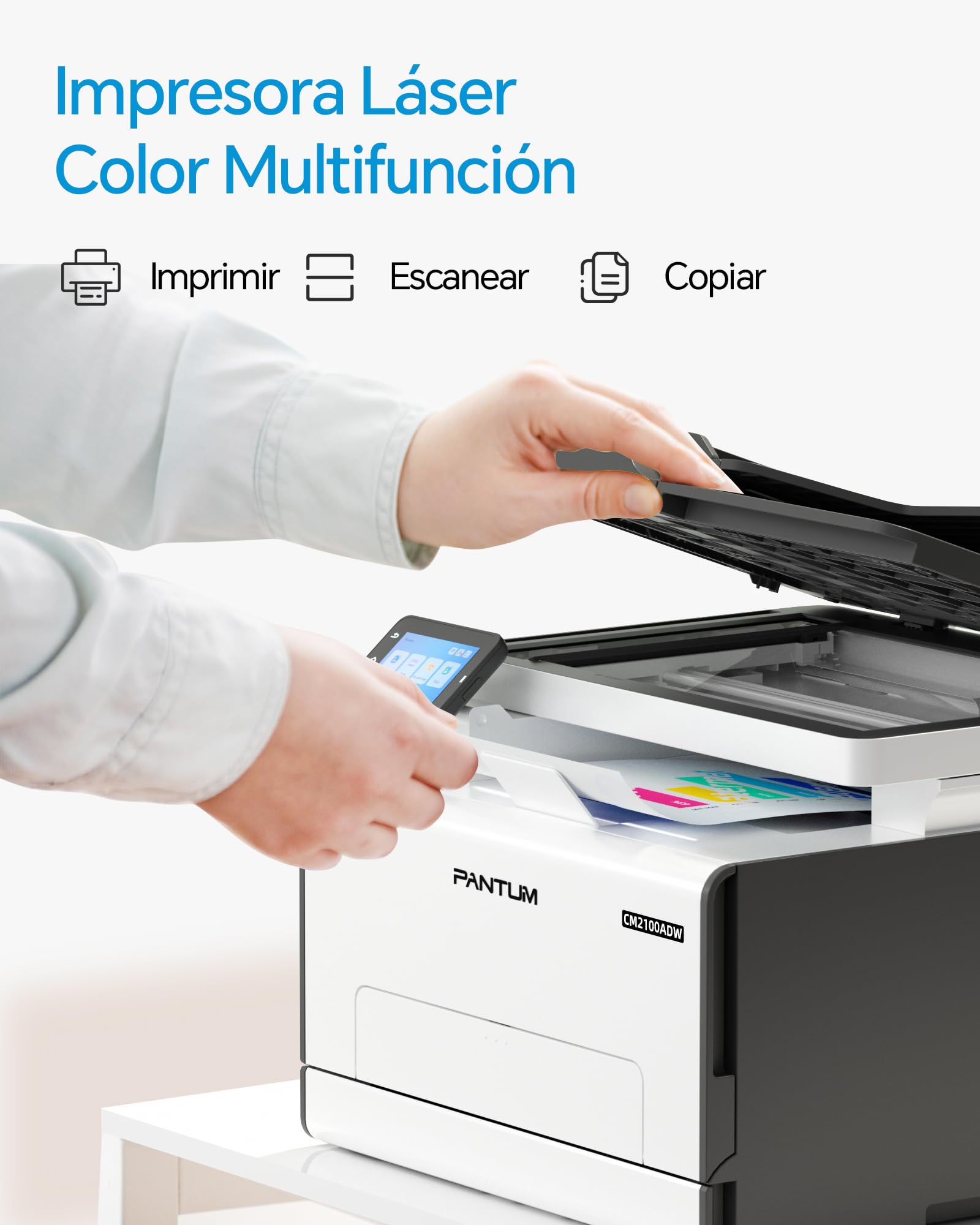 PANTUM CM2100ADW Impresora Laser Color Multifunción con WiFi, Impresión Automática a Doble Cara(20ppm, ADF, Wi-Fi Direct, Ethernet, USB), Tóner Original Incluido