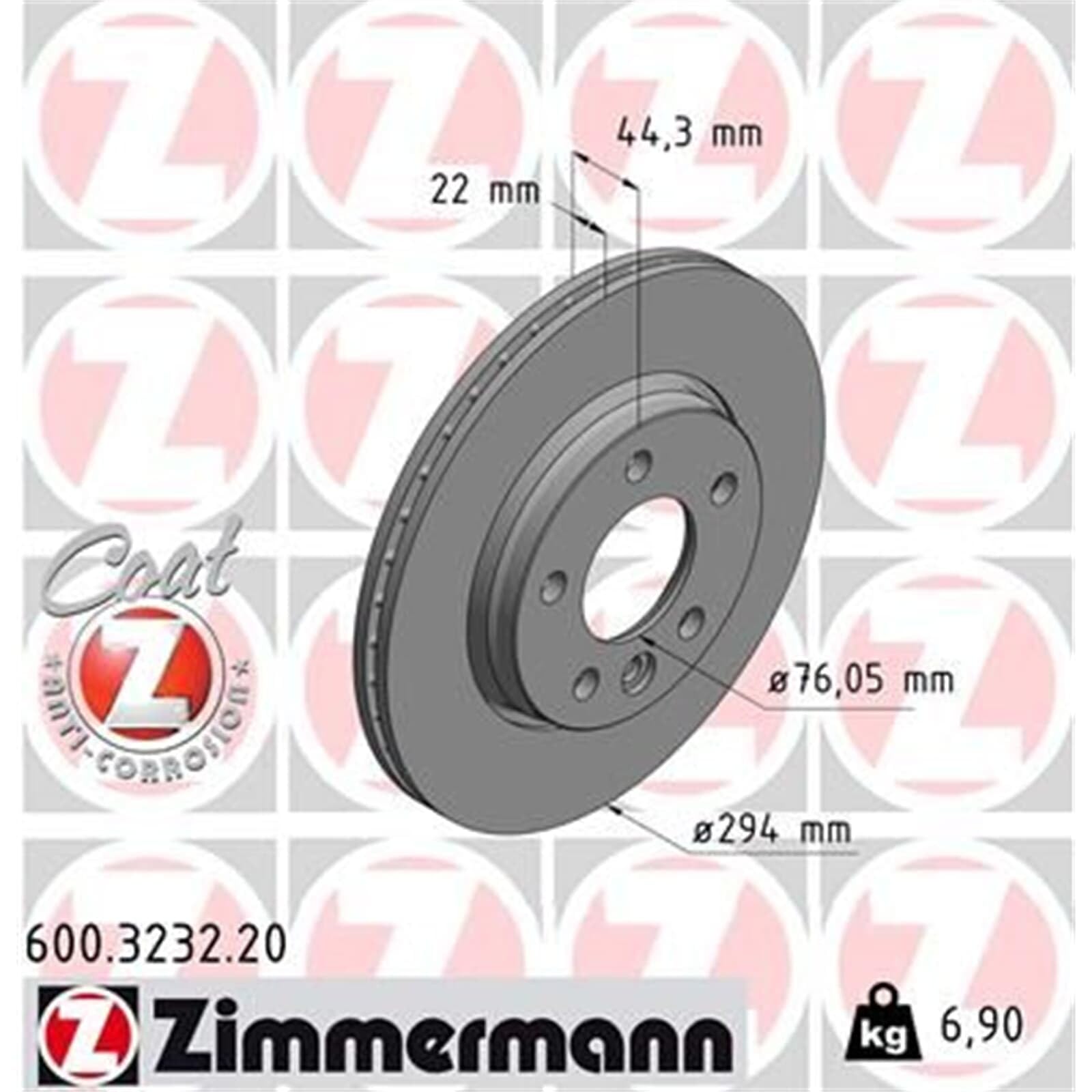 Zimmermann Bremsscheiben + Beläge vorne+hinten | 600.3223.20+23746.185.1+600.3232.20+23326.175.1 für T5 T6 Transporter