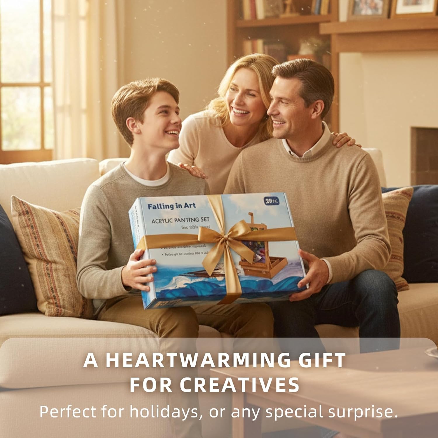 Falling in Art Beechwood Easel Box Set, 27 Pcs Tabletop Acrylic Paint Set, Portable Display Easel Stand with 12 Acrylic Paints, Canvas Panels and Brushes, Suitable for Beginners and Professionals - Image 7