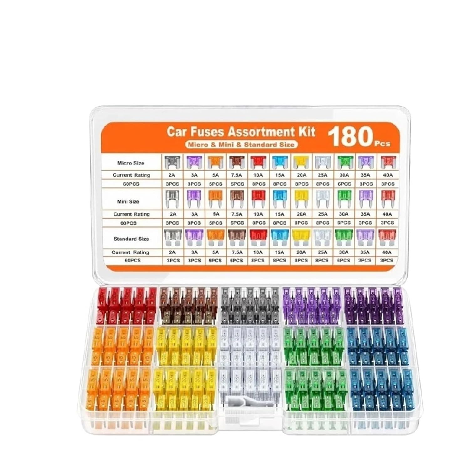180 300Pcs Medium Small Mixed Car Blade Fuse Assortment(180pcs)
