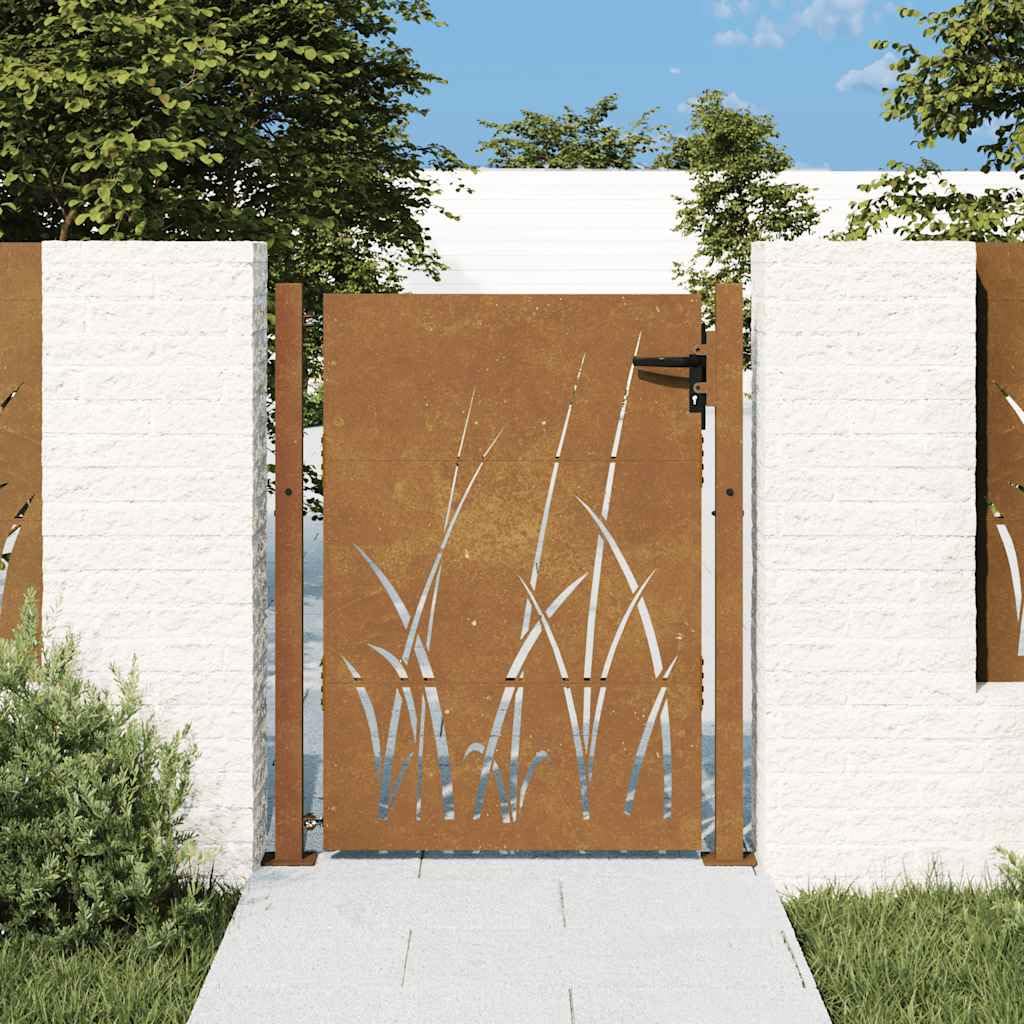 Portail de jardin acier Corten 100x125 cm porte métal rouille découpée laser