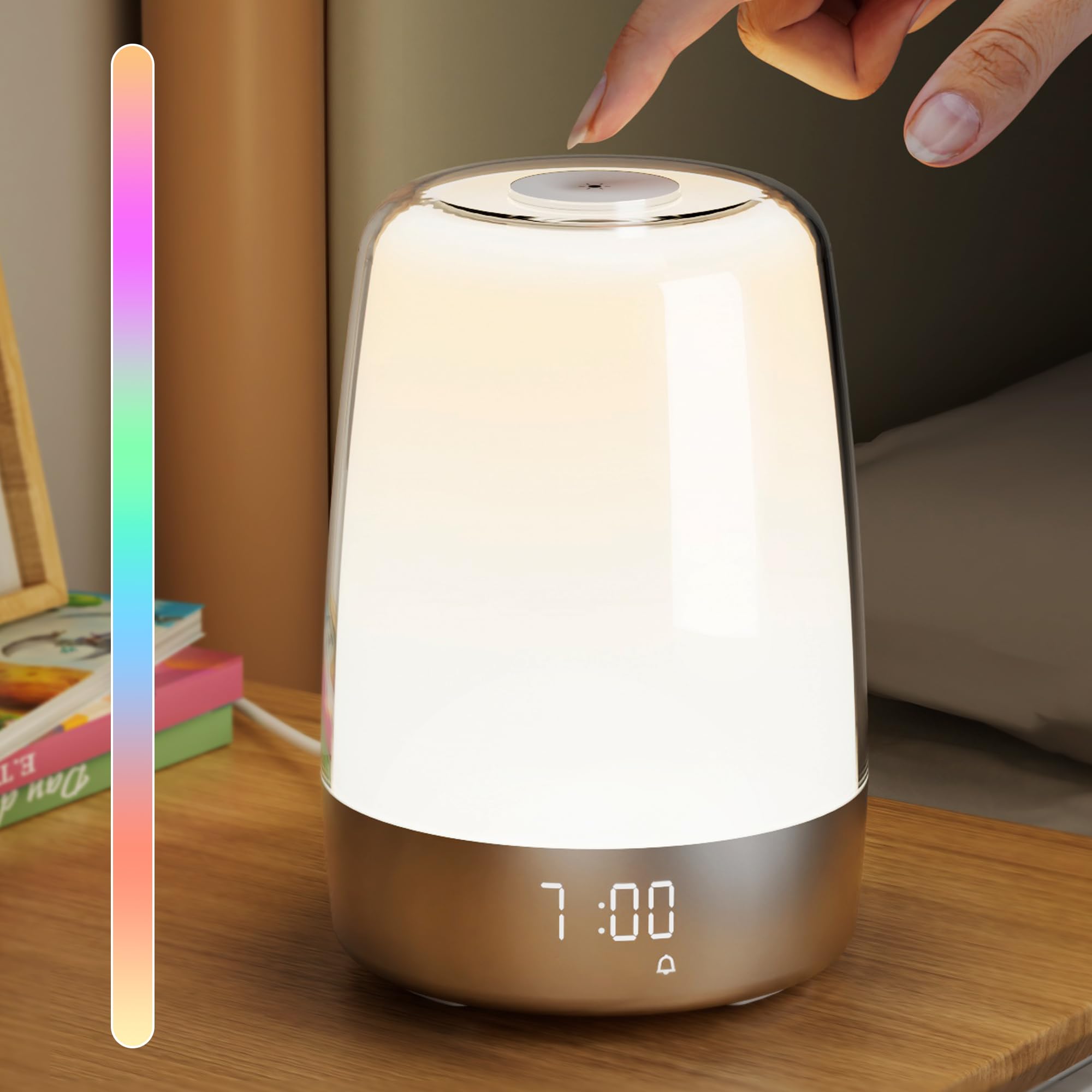 30-Min Sunrise Simulation, Sleep Timer, 7 Wake-Up Options, 6-Color RGB Night Light, 3 Brightness Warm Light Bedside Lamp Sunrise Alarm Clock with Wake Up Light for Bedrooms Adults Kids