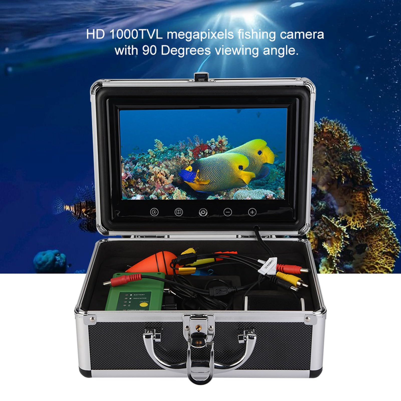 Telecamera Portatile per la Pesca Subacquea con Borsa da Trasporto Monitor TFT da 9 Pollici Monitor 30 LED 1000TVL HD Fish Finder Telecamera da Pesca Impermeabile per Pesca in Mare/Fiume