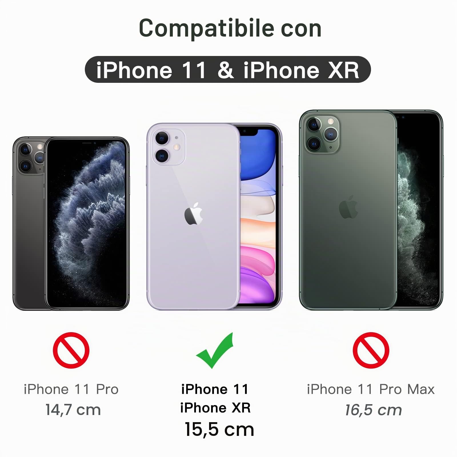 JETech Pellicola Protettiva a Copertura Totale per iPhone 11/XR 6,1 Pollici, Bordo Nero, Vetro Temperato Film con Strumento di Installazione Facile, Compatibile con Cover, HD Chiaro, Pacco da 3