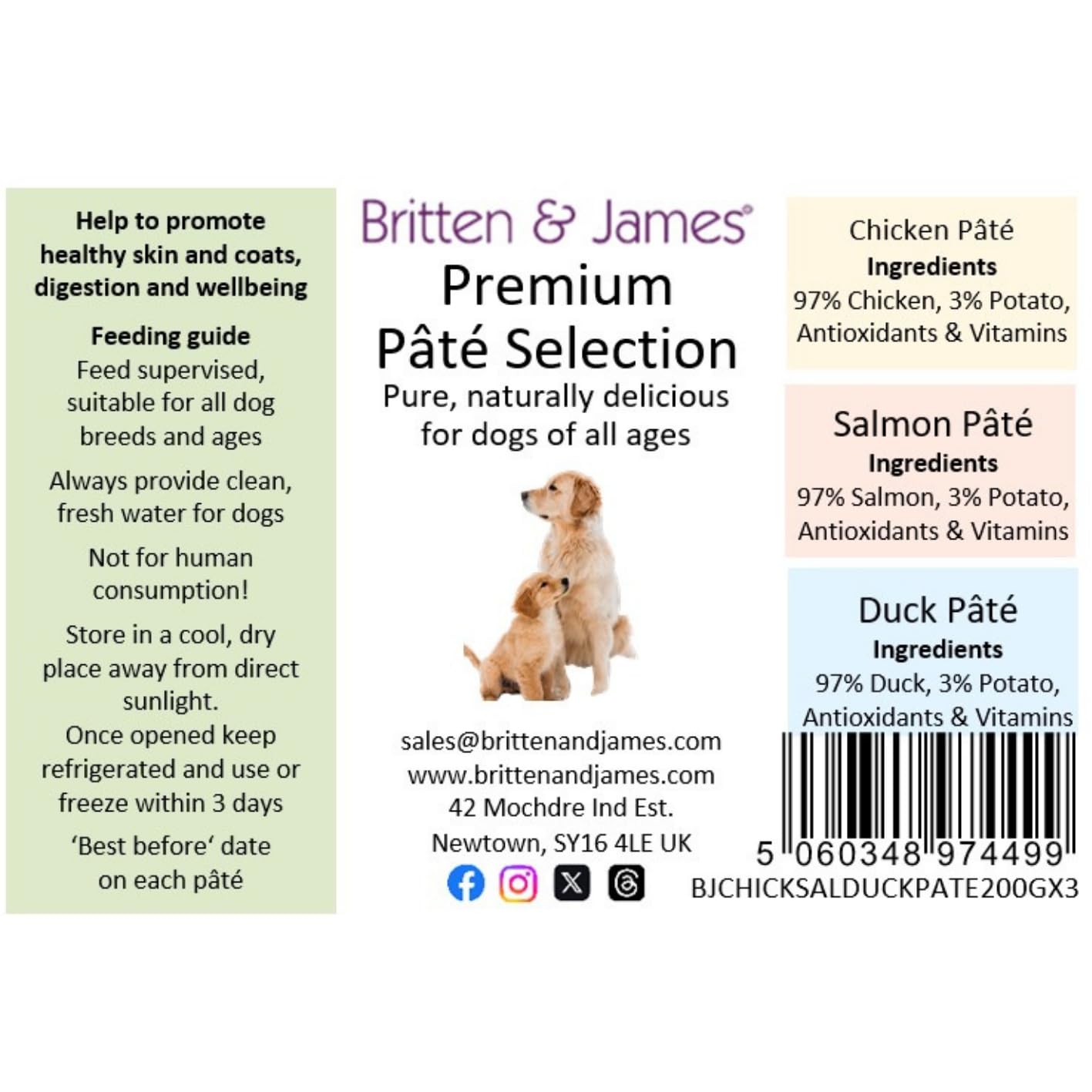 Britten & James Premium Pate for Dogs. Variety Pack of Chicken, Salmon and Duck (3 x 200g), Pure, Natural and Delicious - Image 4