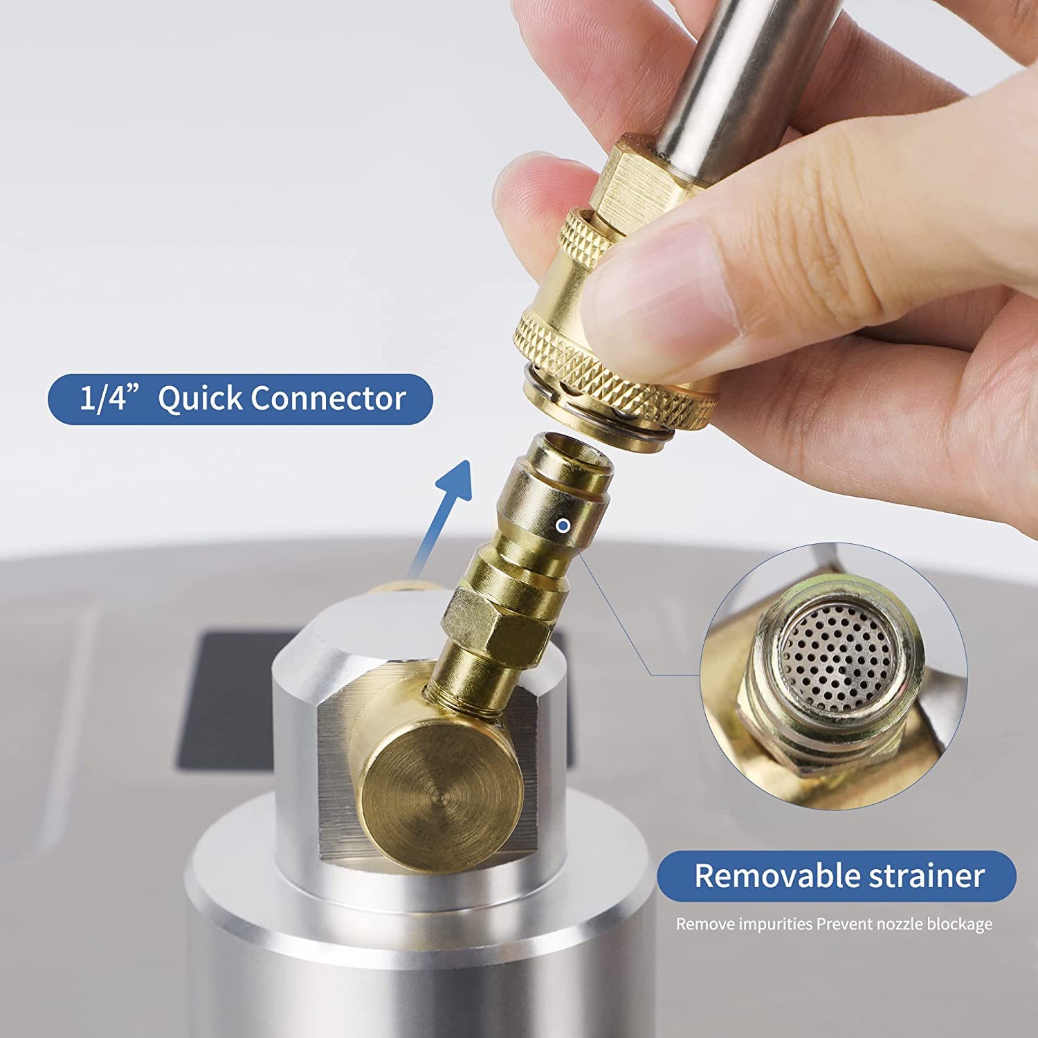 Pulitore per superfici idropulitrice da 38,1 cm, con 4 ruote, in acciaio inox, accessorio per pulizia di vialetti, marciapiedi, patii, connettore rapido da 1/4", 2 attacchi per bacchetta di