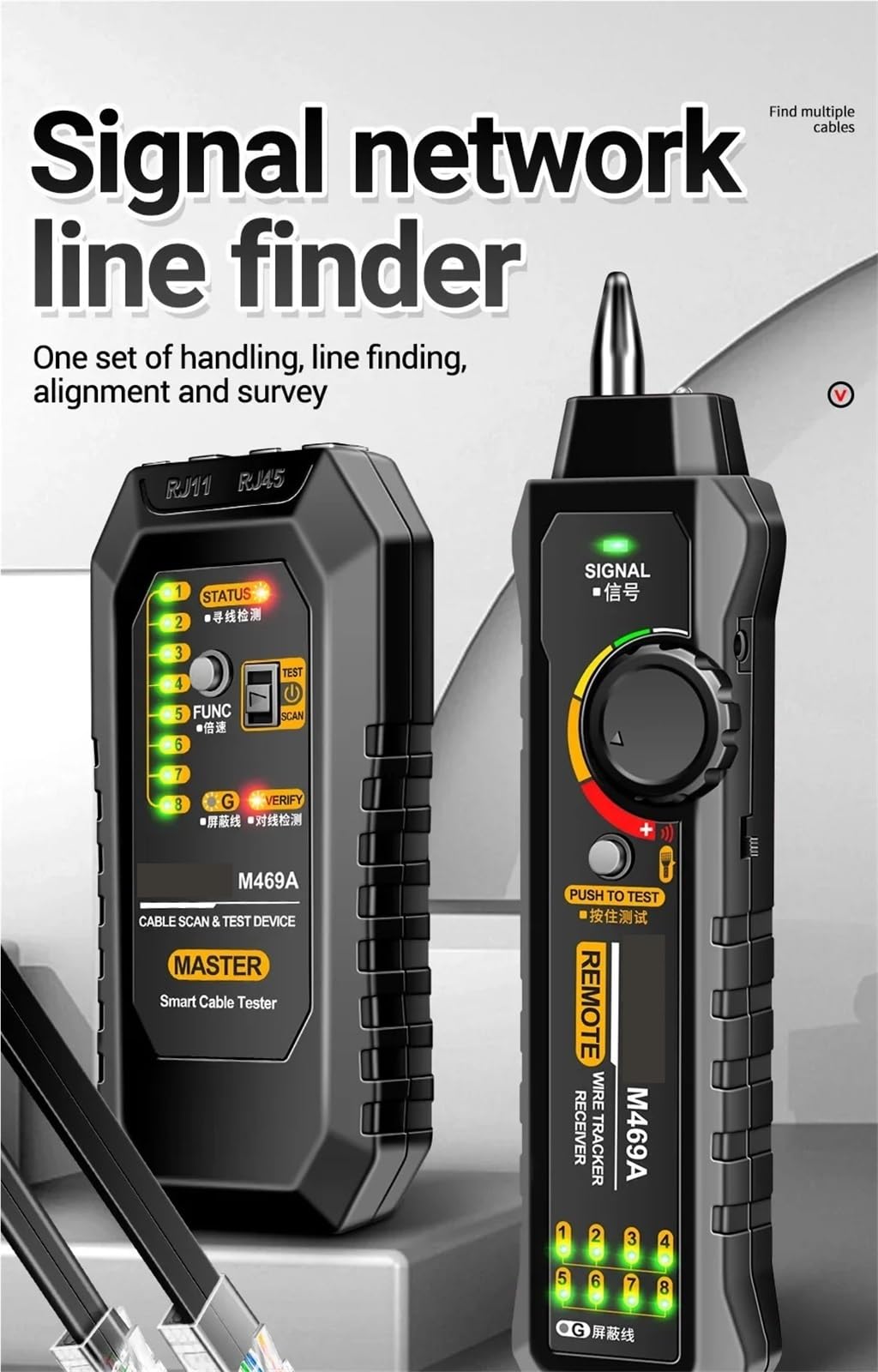 Inteligentny tester kabli sieciowych RJ45 RJ11, LAN, lokalizator przewodów, detektor tonera, narzędzia do testowania linii - Omni-Check