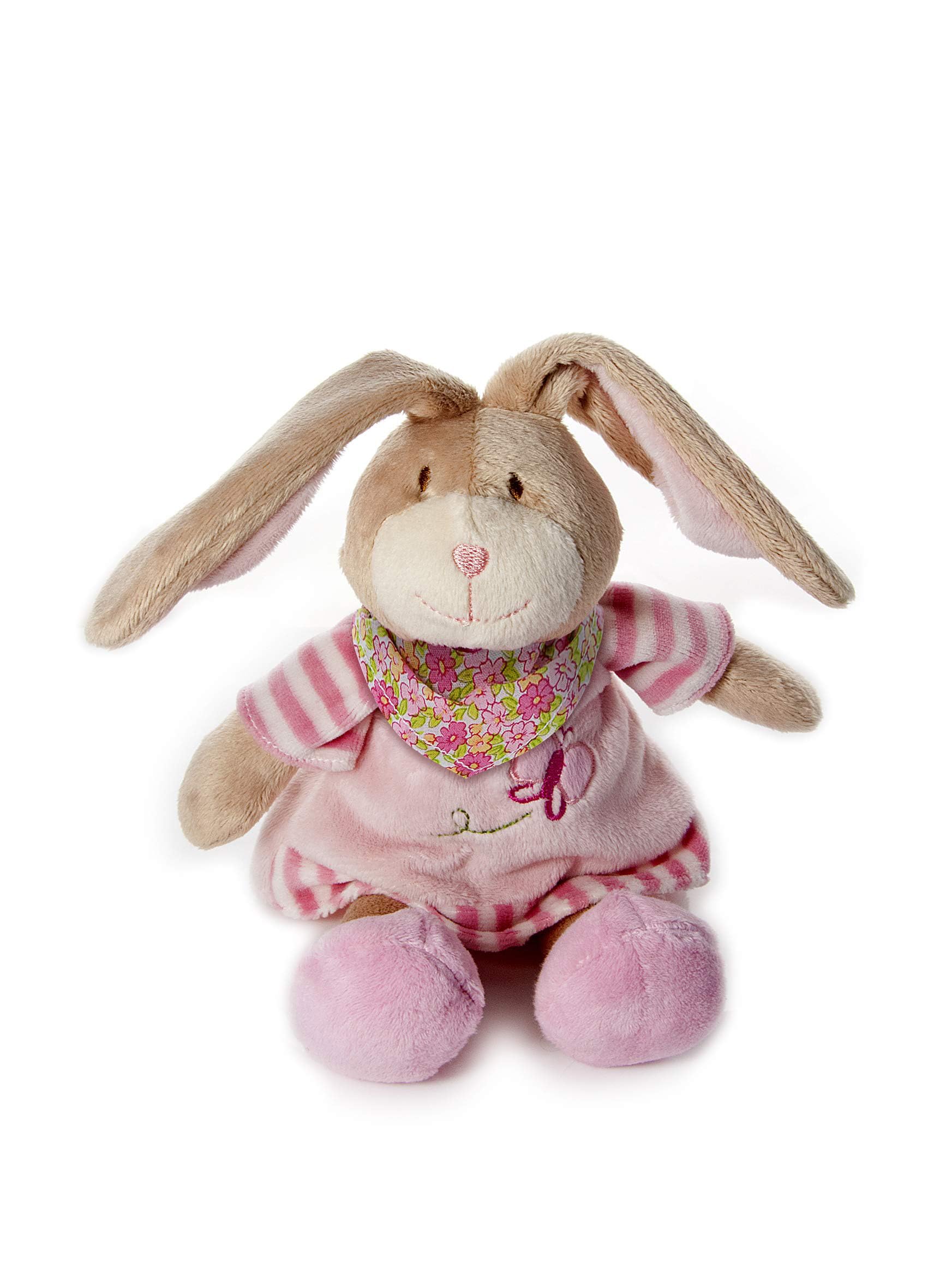 Mousehouse Gifts - Pink Bunny Rabbit Soft Toy in Clothes, Plush Rabbit Cuddly Toy for Newborn Baby Boys and Girls