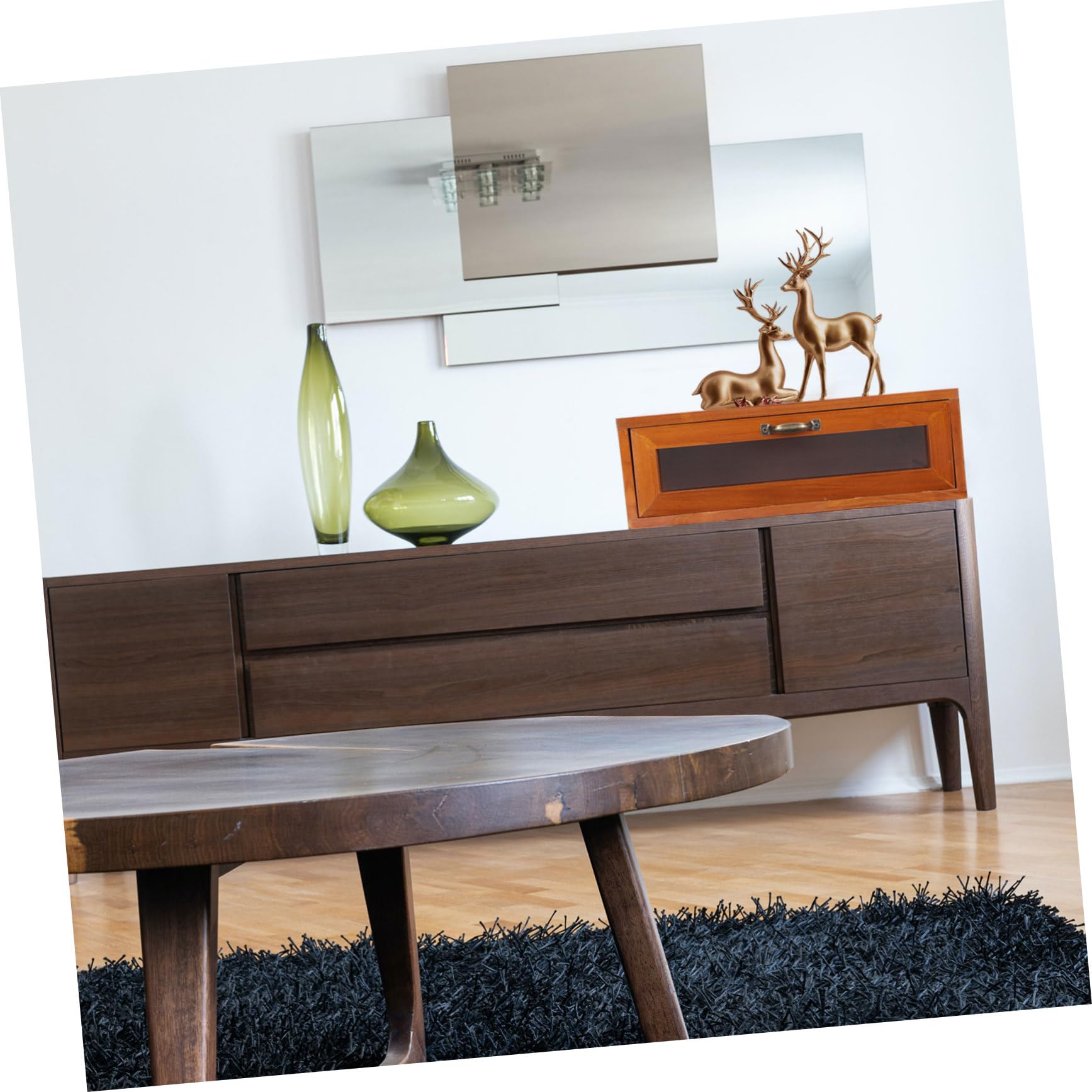 Supporto per Monitor retrò in Legno e Ferro Cassetto | Organizzatore da Scrivania per Ufficio, per Articoli di Cancelleria e Cosmetici, Stile Semplice Elegante