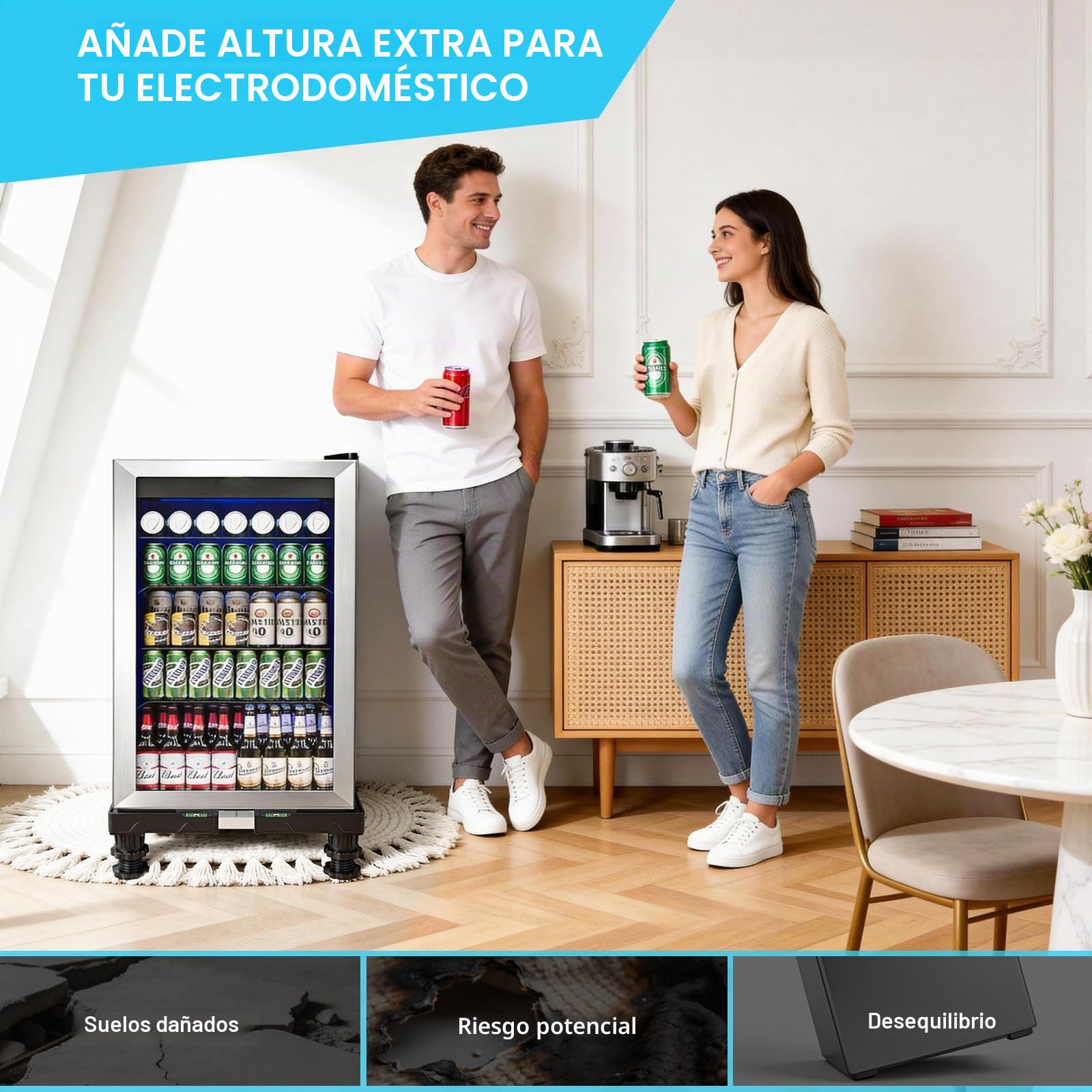 Nefish Mini soporte universal para nevera, base ajustable para refrigerador con 4 pies fuertes, base multifuncional para secadora (negro)