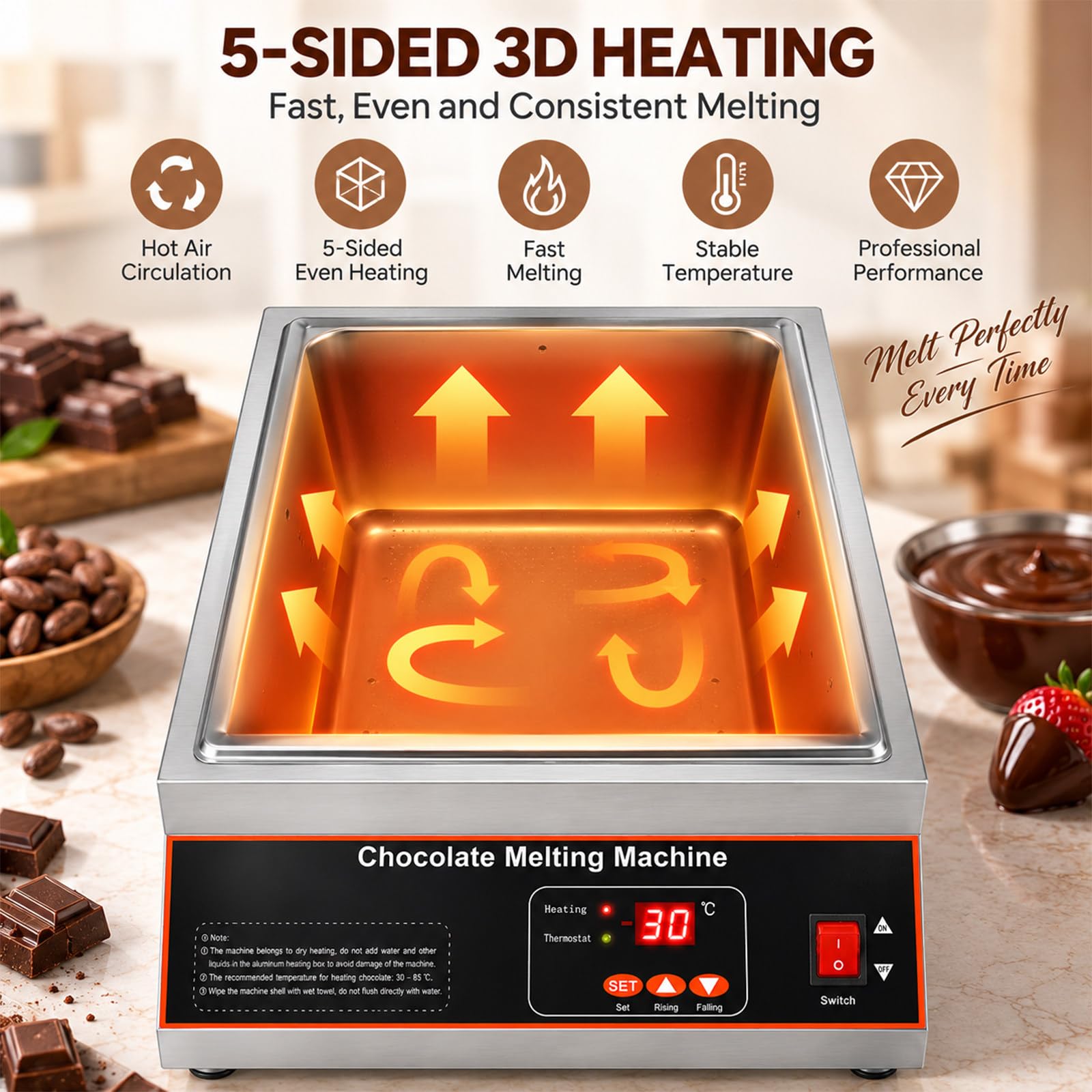 Macchina per il Temperaggio e lo Scioglimento del Cioccolato da 12kg 2-Tank