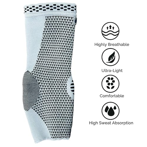 Miniatura 6 de NeoTech Care Tobillera con tela de rayón hecha de bambú, gris (talla M, 1 par)