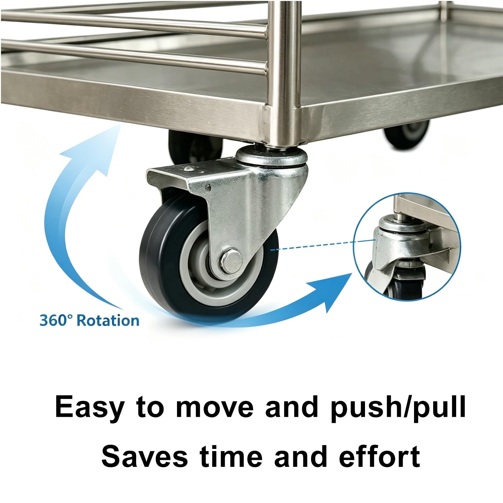 Carrello Ambulante Pieghevole per Bancarella, Telaio in Acciaio Inox con Portata 180kg, Espositore Mobile per Mercato Supermercato(80x48x190cm/31x19x75in)