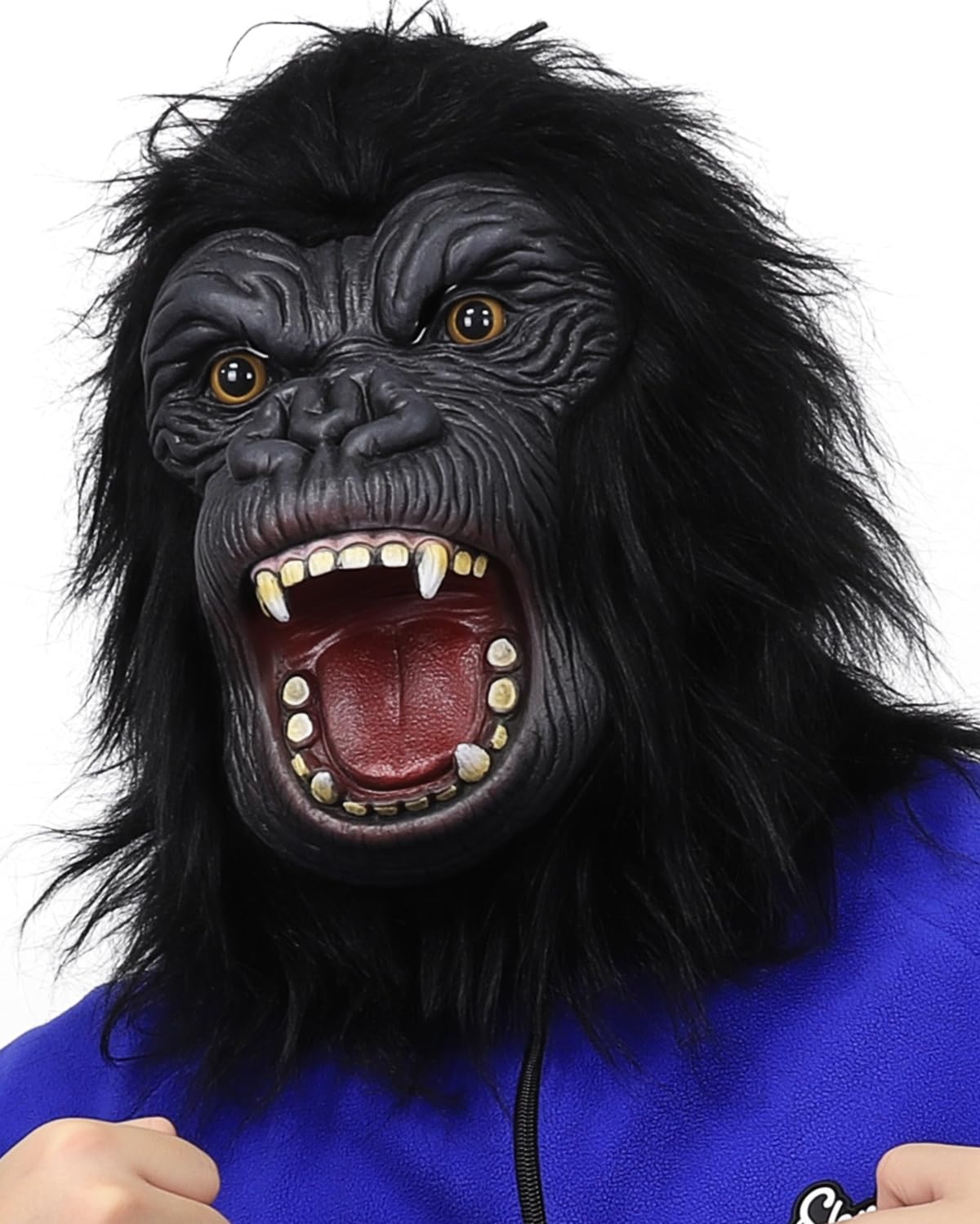 shayulajiao Gorilla Mask - Divertida máscara realista de látex de cabeza completa, máscara de mono para Halloween y carnaval del Reino Unido, disfraz ventilado para cosplay, Mardi Gras y fiestas