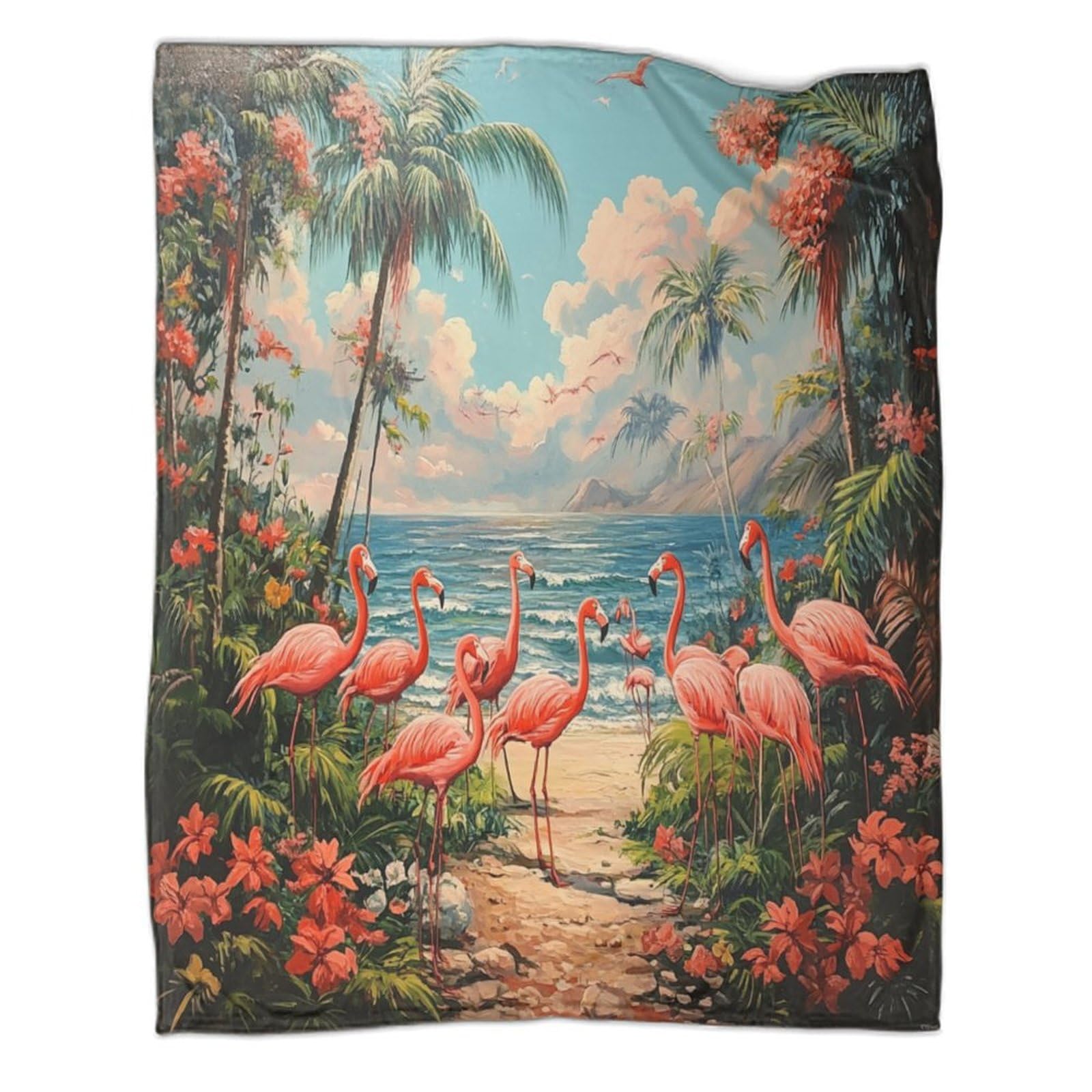 Couverture polaire flamant rose 3D en flanelle 150x200cm pour lit et canapé