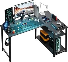 COMHOMA Desk Gaming Table with Shelf, Corner Desk, Computer Desk, L Shape, PC Table for Office, Home Office