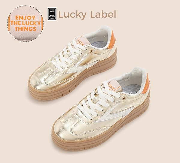 LUCKY STEP Scarpe Donna Platform con Suola in Gomma Spessa - Telaio Suede Stile retrò per Tennis/Casual - 5