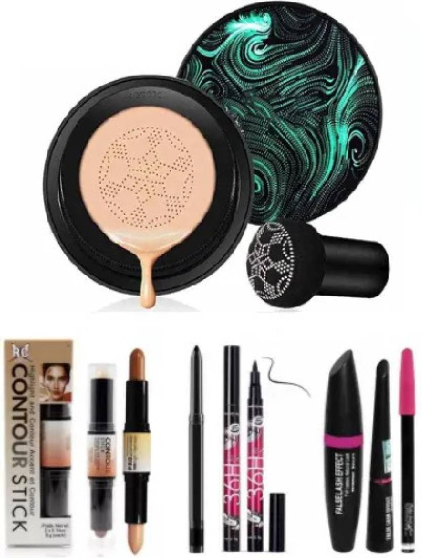 Makeup Combo Set for Women – 2 in 1 Foundation & Contour Stick, Waterproof Kajal, 36H Sketch Eyeliner and 3 in 1 Beauty Essential Kit, Long Wear Face & Eye Makeup Collection (5 Items)-image-17