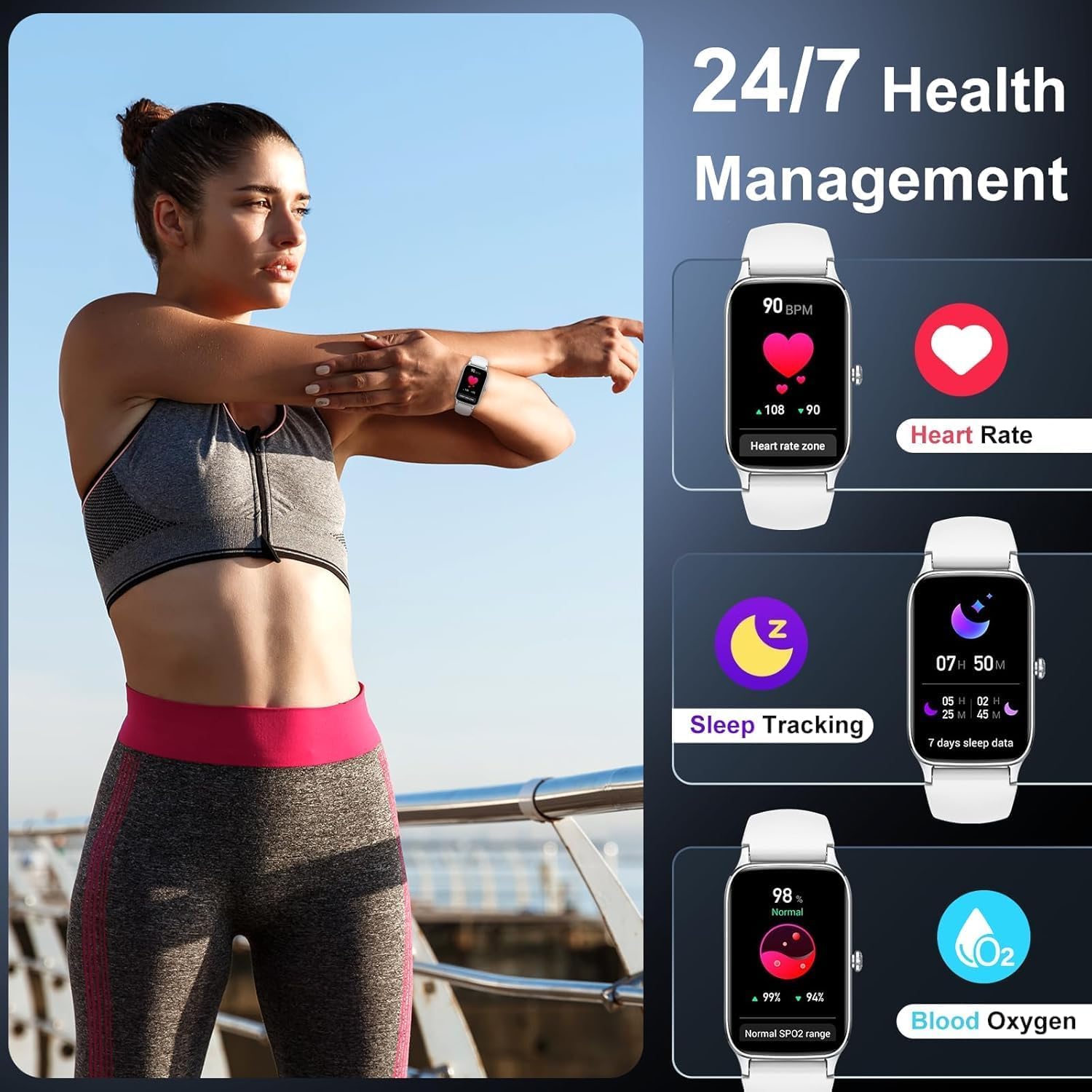 Soudorv Reloj Inteligente con Llamadas, 2025 HD 1.57" Smartwatch Hombre Mujer, 112+Modos Deportivo Smart Watch, Podómetro/Pulsómetro/SpO2/Monitor de Sueño