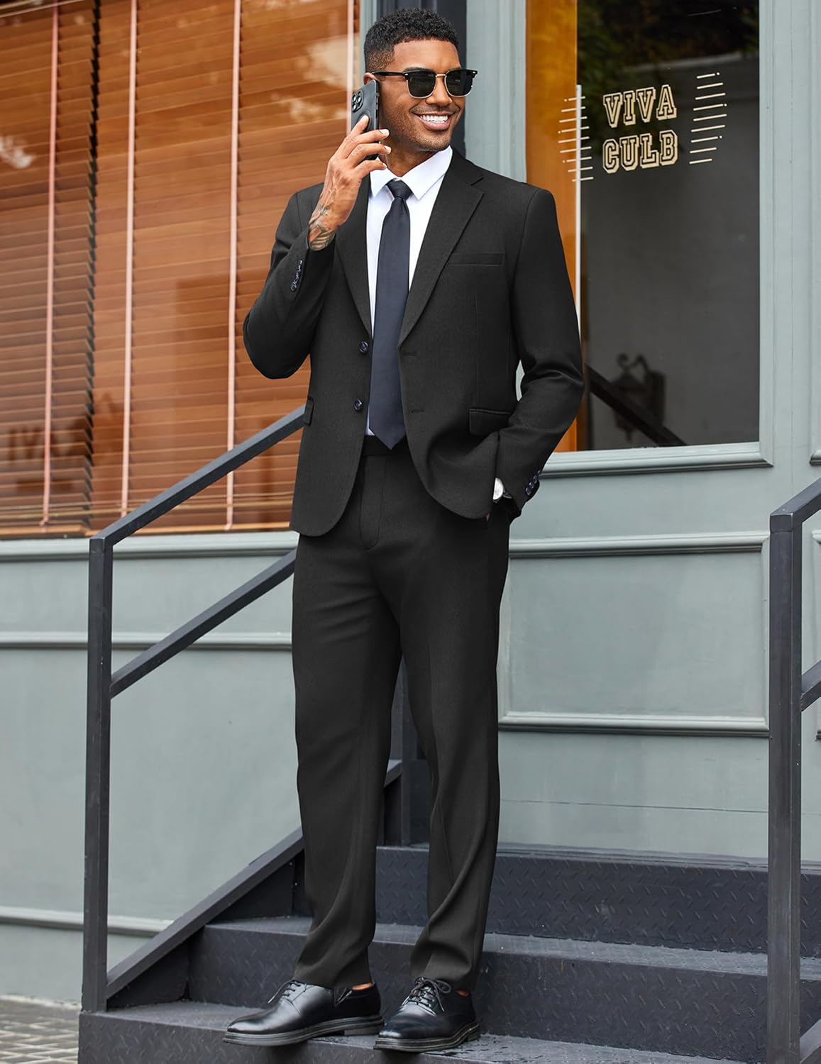 COOFANDY Men's 2 Piece Suit Slim Fit Two Buttons Dress Suits Solid Jacket and Pants Set Tuxedo for Wedding Prom Business - Image 4