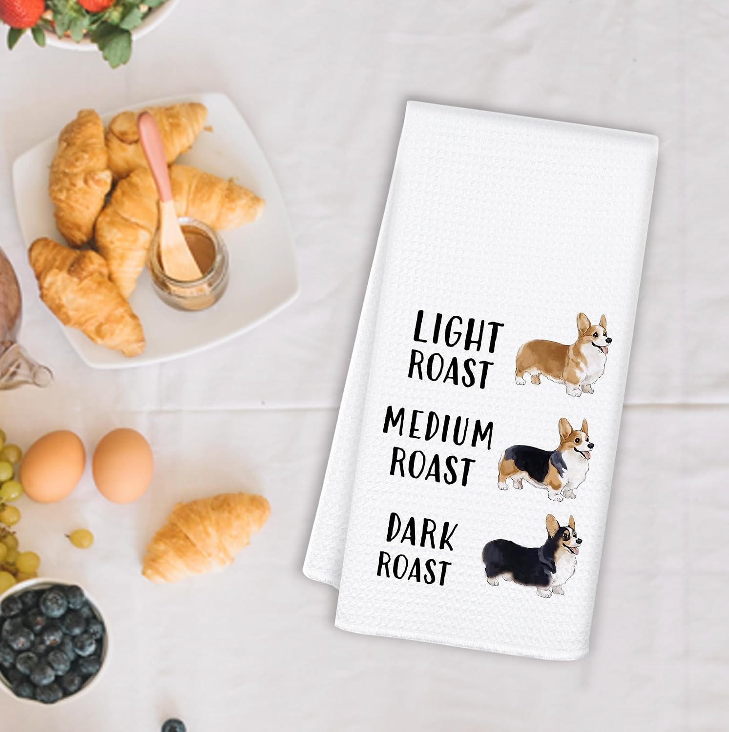 Corgi Coffee Kitchen Towels, Gifts for Corgi Coffee Lovers Owners Dish Tea Towels for Kitchen Decor, Dog Lover Gifts Decorative Hand Towels for Bathroom, 16x24 Inch