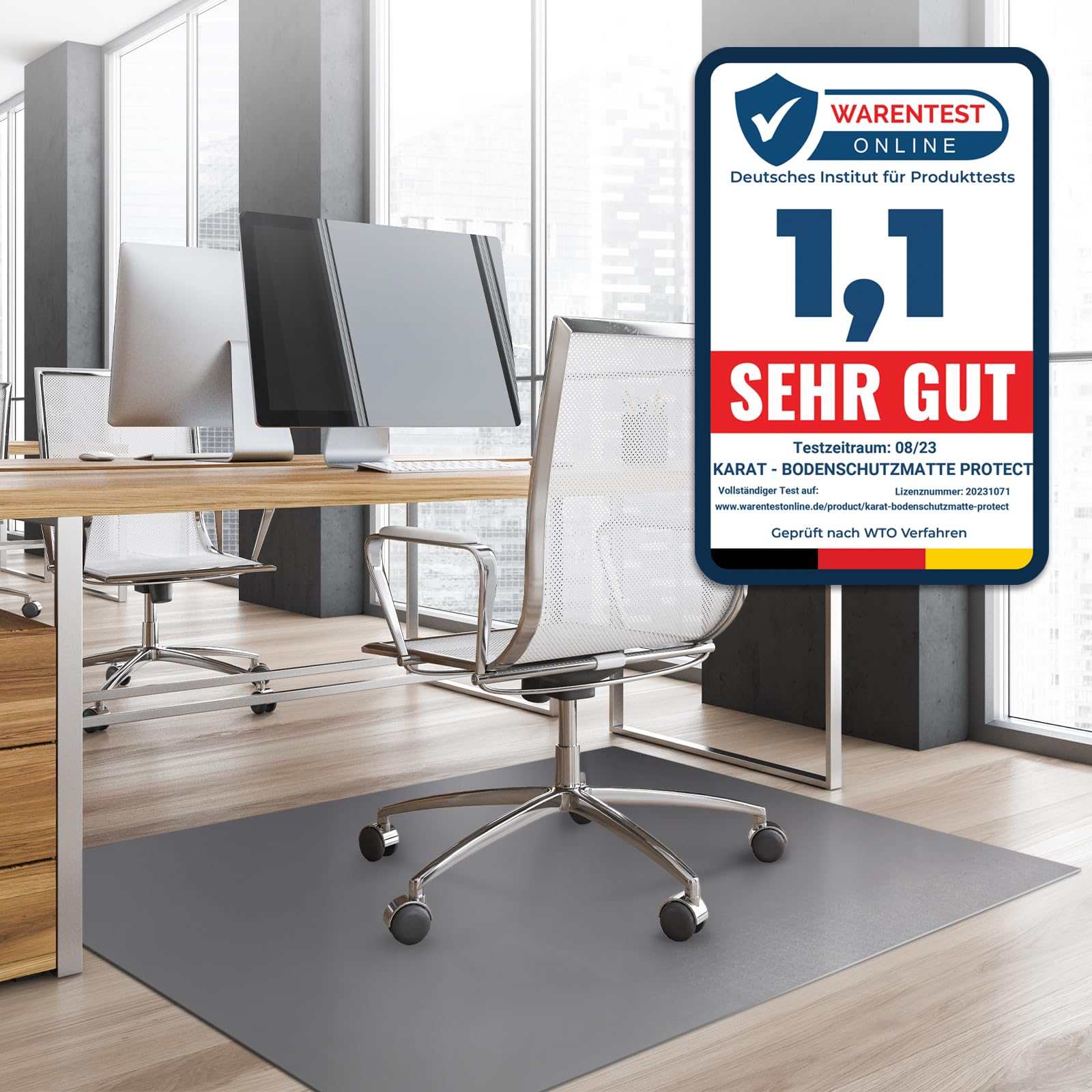 Karat Darkgray Neo Floor Protection Mat For Hard Floors, Floor Protection Mat, Office Chair For Parquet, Laminate, Floor Mat, Office Chair, Thickness: 1.5 Mm (Dark Grey, 114 X 150 Cm)