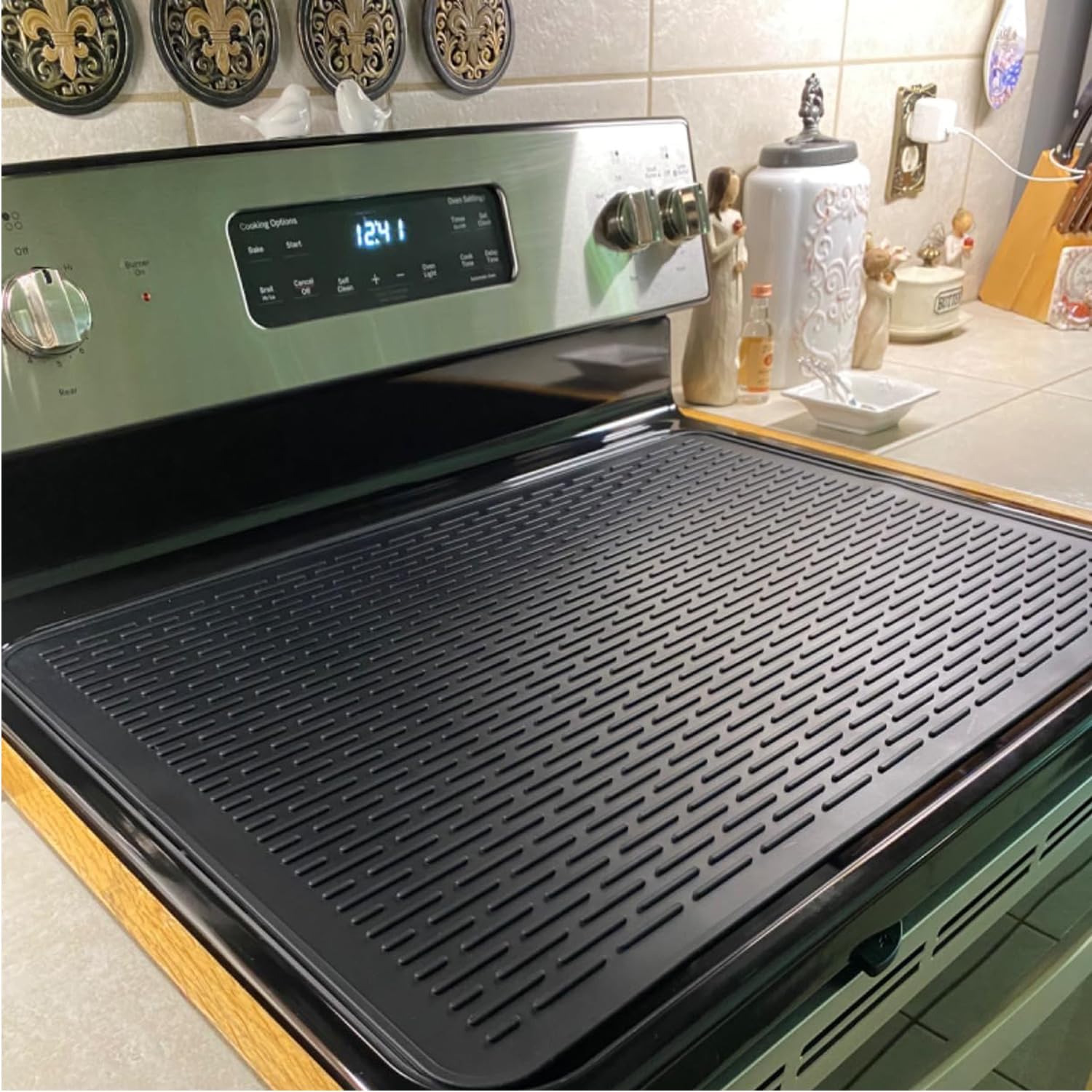 Tappetino per fornello in silicone 71*50*0,3 cm, tappetino protettivo per piano cottura a induzione multifunzione - Grigio chiaro | Leroy Merlin