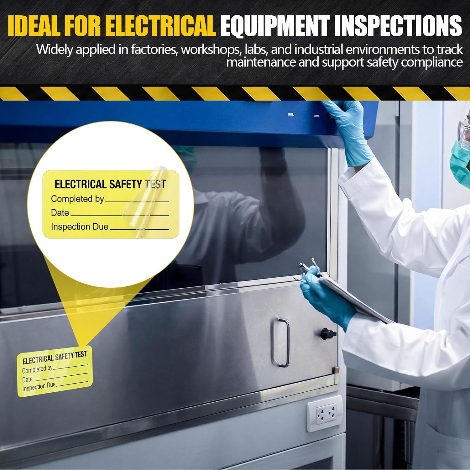 1000 Pcs Electrical Safety Inspection Labels, 2" x 1" Self Laminating Equipment Test Stickers for Maintenance and Compliance
