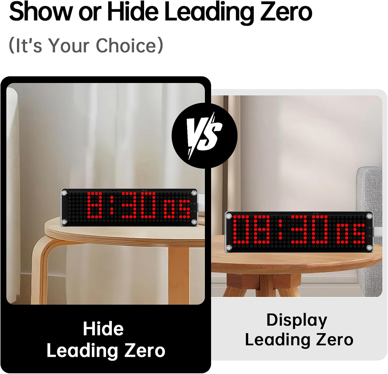 WiFi Atomic Clock, Smart LED Matrix Desk Clock with Seconds, Auto Time Sync via NTP, Mini Digital Clock with Auto Dimming