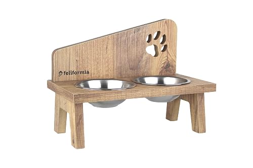 Feliformia® Gamelle pour Chat 600ml Support en Bois avec Deux