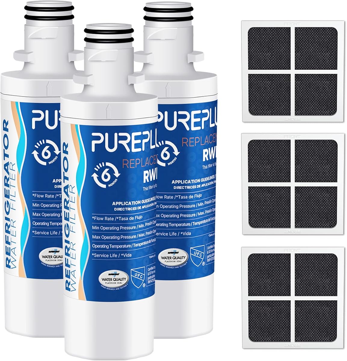 PUREPLUS ADQ747935 NSF 53&42 Reemplazo certificado para LT1000P LT1000 Kenmore Elite 9980 LT1000PC, MDJ64844601 ADQ74793501, LMXS28626S, LFXS26973S, LT120F Filtro de agua y aire para refrigerador, paquete de 3