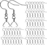 Earring Hooks 50PCS/25Pairs, Stainless Steel Ear Wires Fish Hooks, Hypo-allergenic Jewelry Findings Parts for DIY Jewelry Making