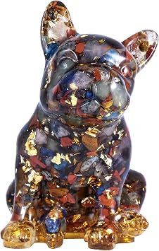 Rockcloud Hand Carved Mixed Stone French Bulldog Healing Resin Crystal