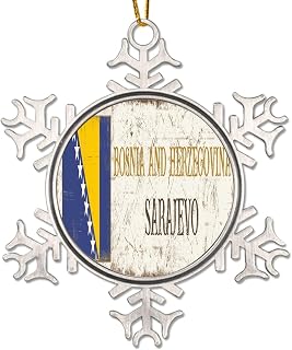 Flag Ornament for Christmas Sarajevo Ornaments for Christmas Tree Bosnia and Herzegovina Gift World Traveler Christmas Metal Snowflake Ornament New Year