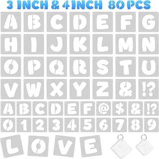 Letter Stencils,80 Pcs Letter Stencils for Painting,3 Inch 4 Inch Alphabet Stencil for Crafts Reusable,Large Alphabet Number Stencil for Painting on Wood,Wall,Fabric,Chalkboard,Sign,DIY Art Projects