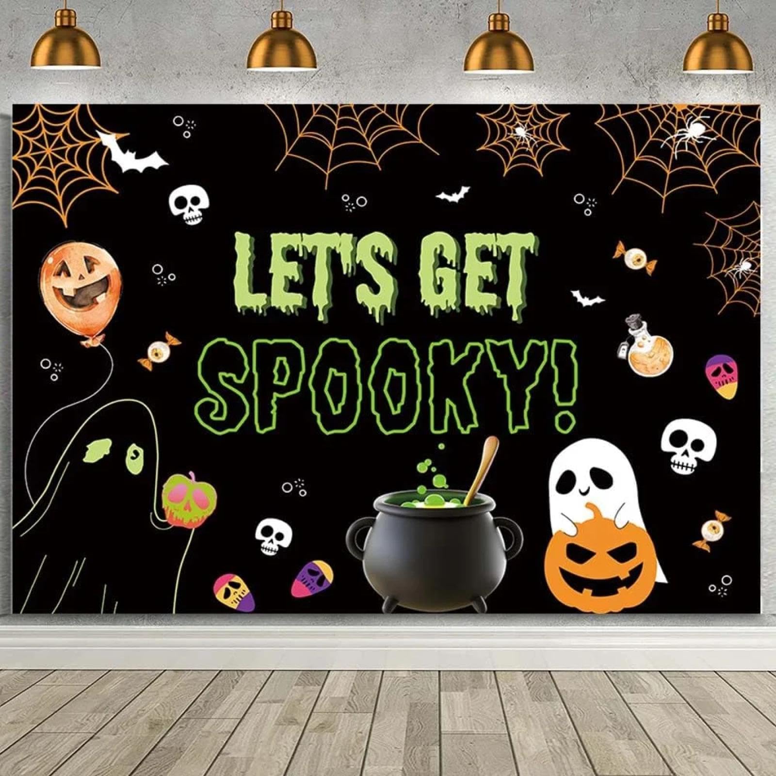 Halloween Pozwól nam przerażające tło Halloween czaszka pająk nietoperz przyjęcie urodzinowe dekoracja baner akcesoria dekoracyjne