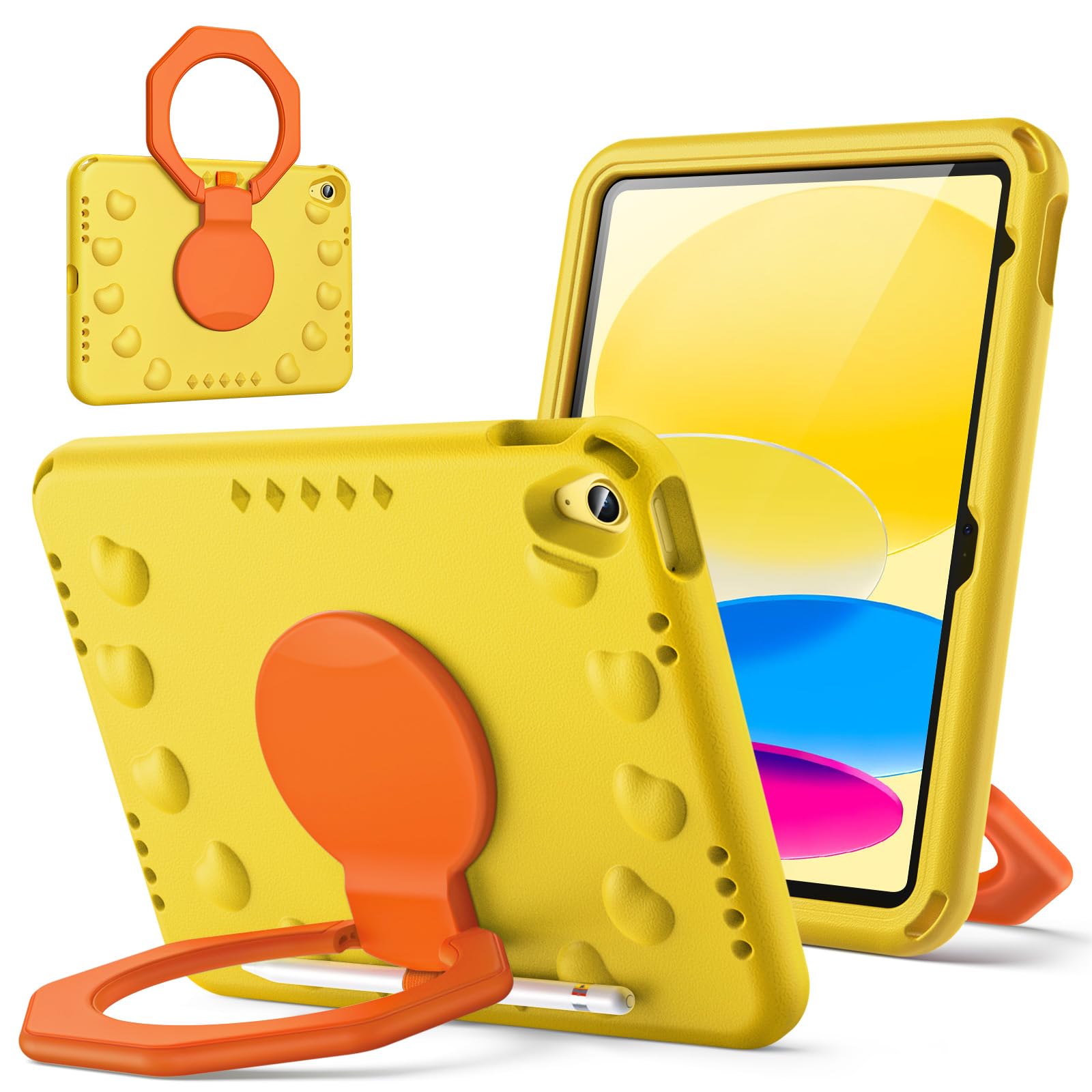 JETech Kids Case for iPad (A16) 11th/10th Gen, Yellow | For 2025/2022 Model, 360° Rotatin…