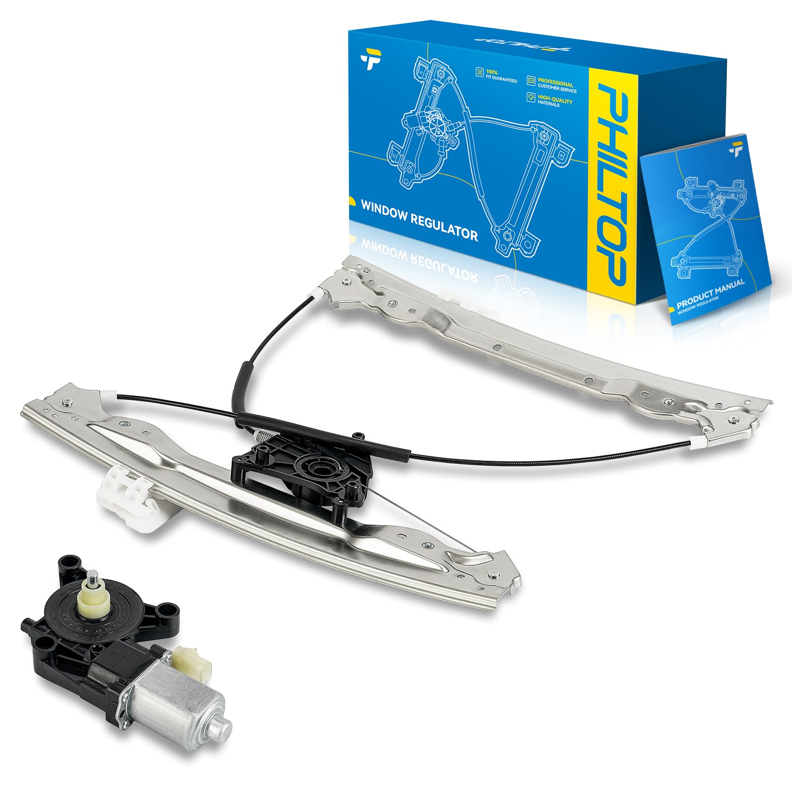 PHILTOP Front Left Driver Side Power Window Regulator and Motor Assembly Compatible with 2008-2010 Dodge Avenger Replaces 751-312,2 Pins