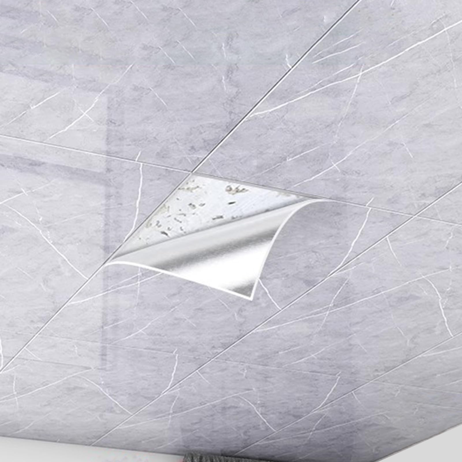 Deckenplatten Selbstklebend Selbstklebende Deckenplatten für Badezimmer - Wasserdichte Styropor-Deckenpaneele mit Marmoroptik, DIY Deckenverkleidung aus Selbstklebenden PVC
