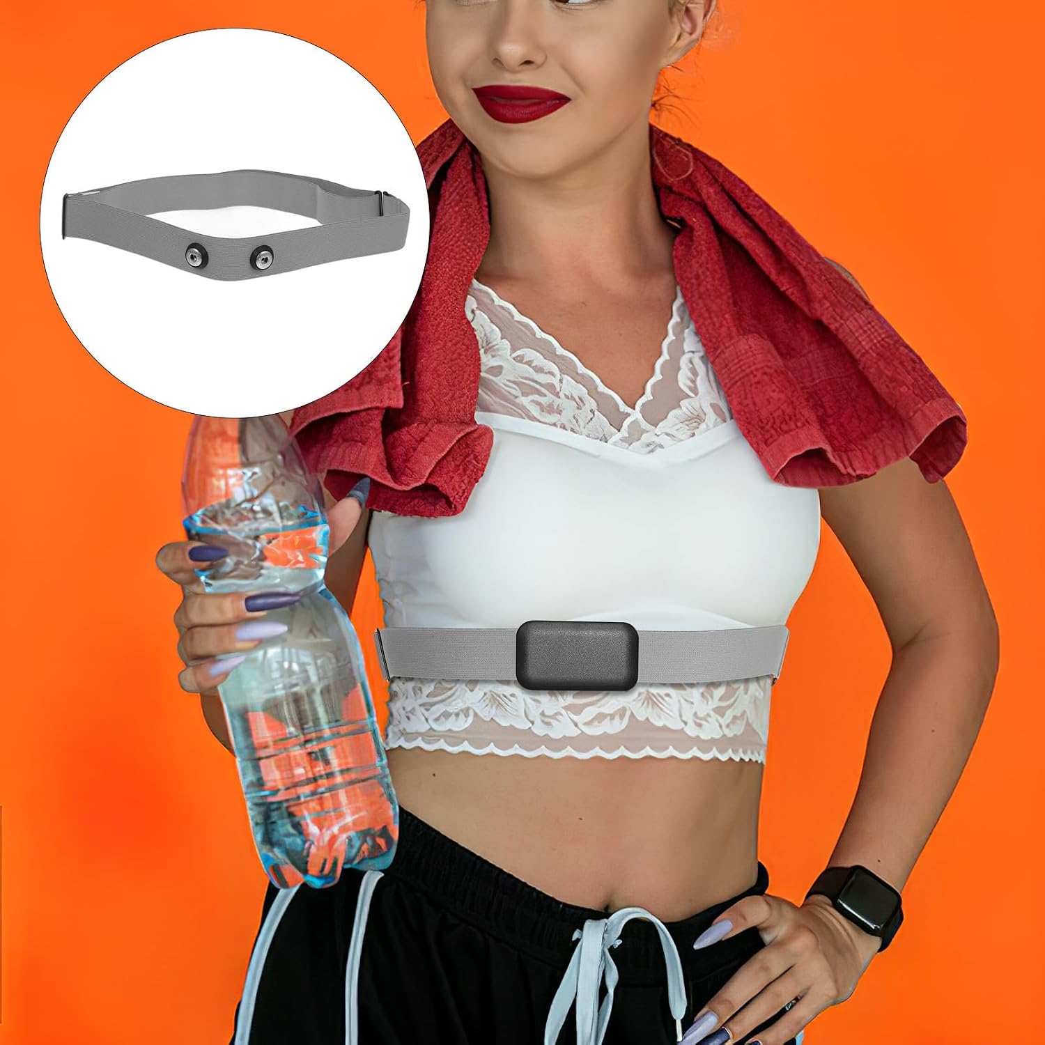 Monitor Fiber with Nylon Chest for Elastic Comfortable Strap and Polyurethane Adjustable Sensor Band Prevents Slipping Sports Physical Activity and Workout Sessions