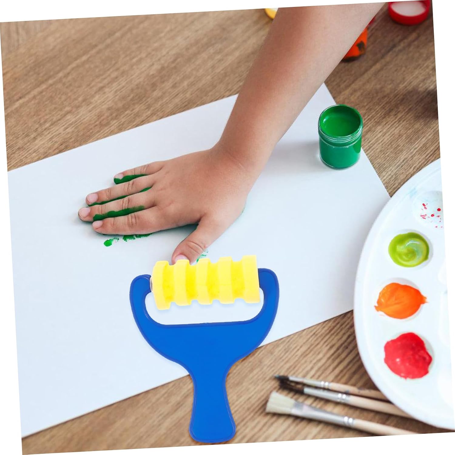 Sponge Roller Brush Set 4Pcs Kids Drawing Tools Creative Graffiti Stamps for Preschool Art Supplies 5.11X3.54X1.18 Inch