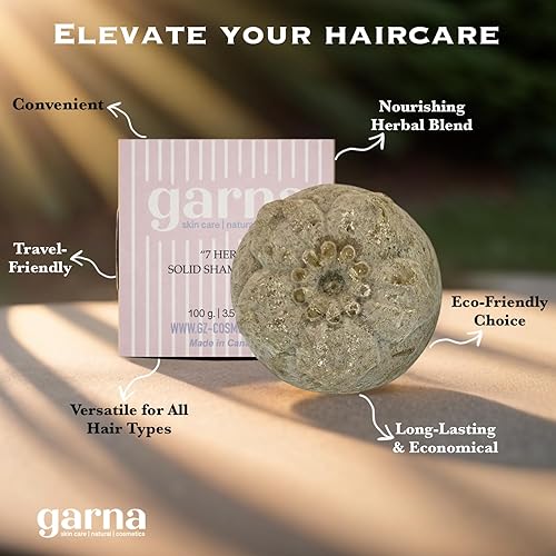 Miniatura 4 de Garna Seven Herbs - Barra de champú sólida, 2 x 3.53 oz3.5 onzas, todo tipo de cabello, nutritivo y a base de plantas, más de 50 lavados - Lavado de