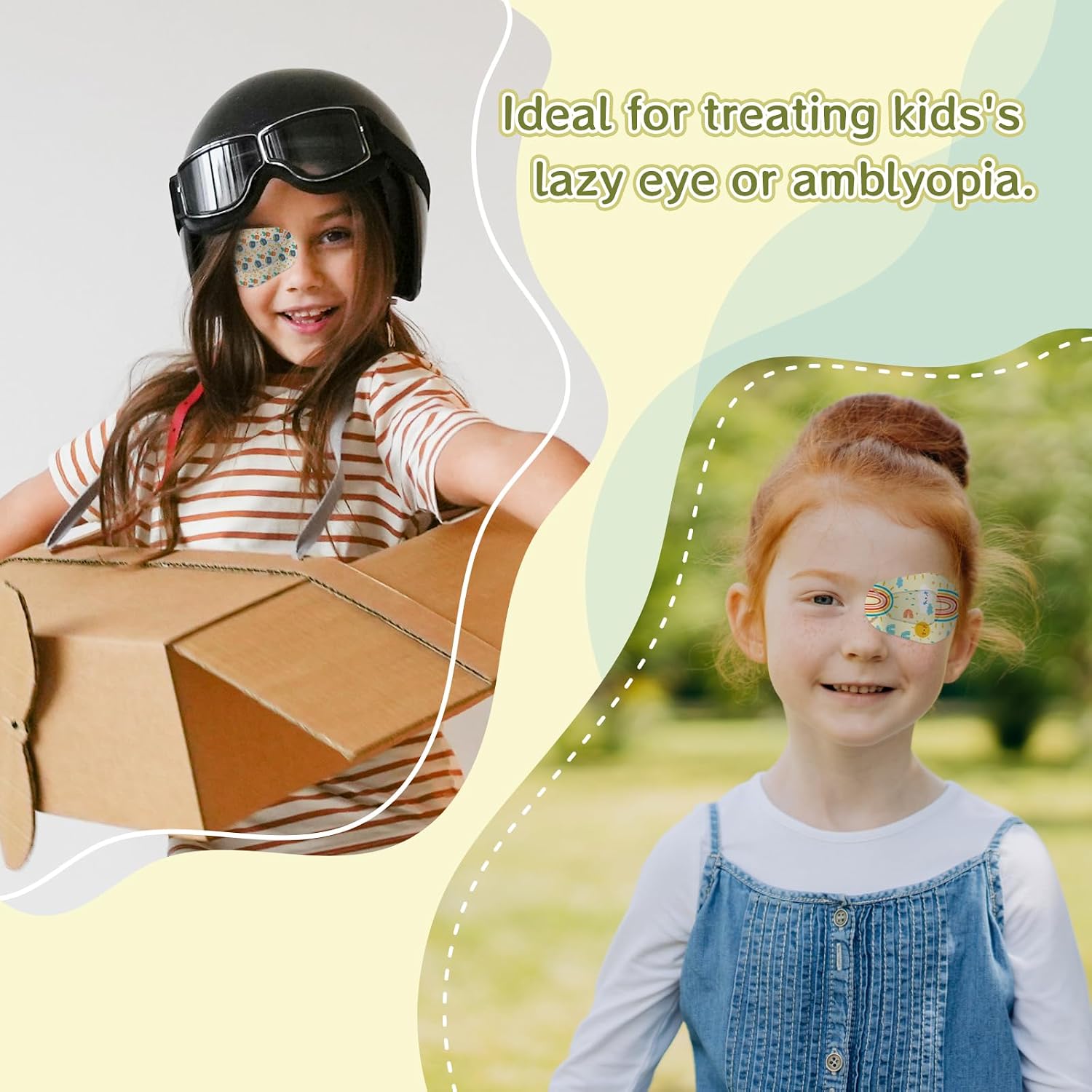 60pcs Adhesive Eye Patches 5 Styles Eye Patches for Kids Teens Eye Pad Disposable Adhesive Bandages for Toddlers Girls Boys (Style-B)