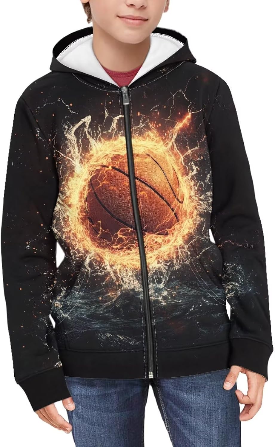 JEOCODY Full Zip Up Hoodies for Teen Girls Kids Long Sleeve Sweatshirt Jacket Size 6-16