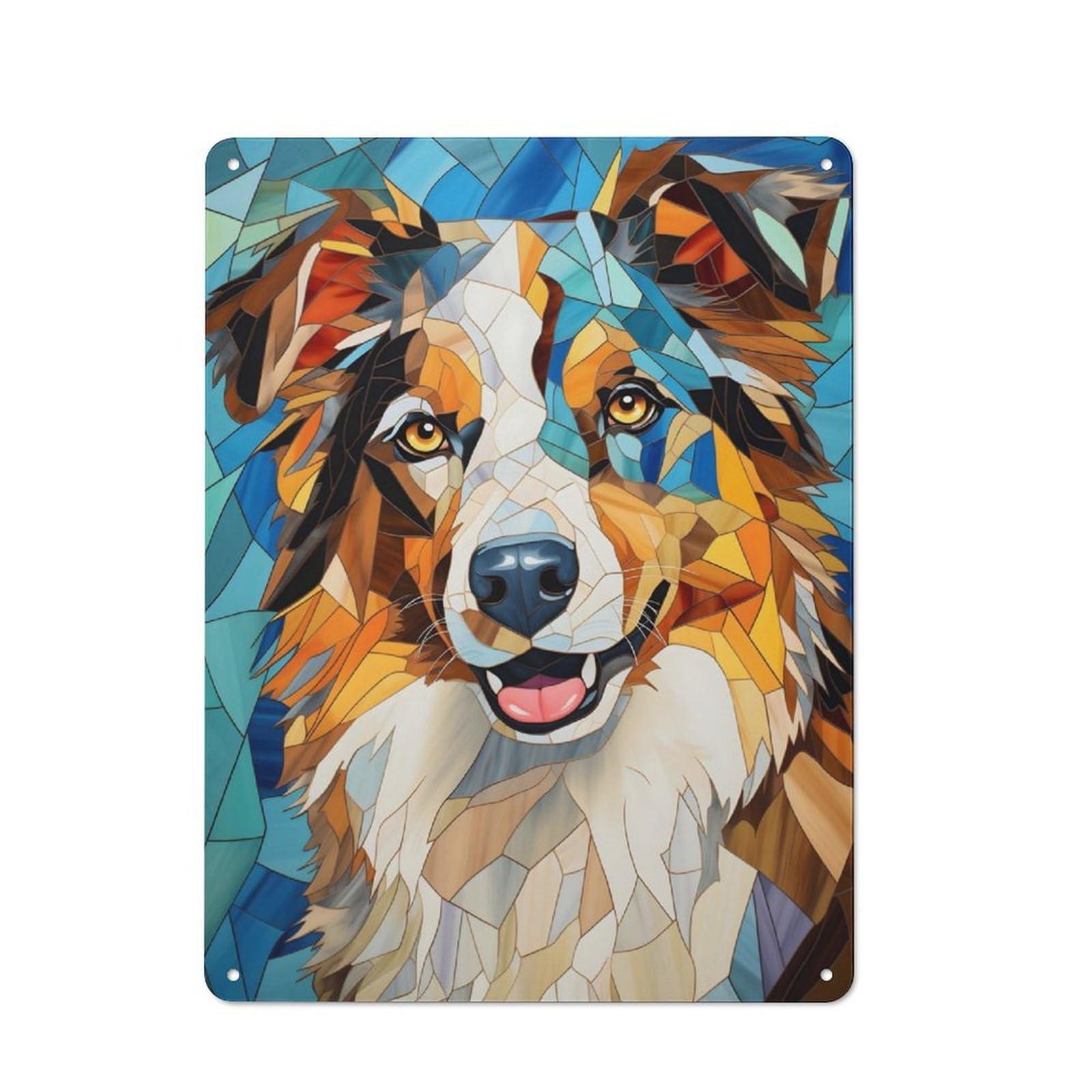 Junmoney Australian Sheperd Stained Metal Wall Sign 40X30cm Featuring For Bar Or Restaurant, For Restaurant Interior Fans