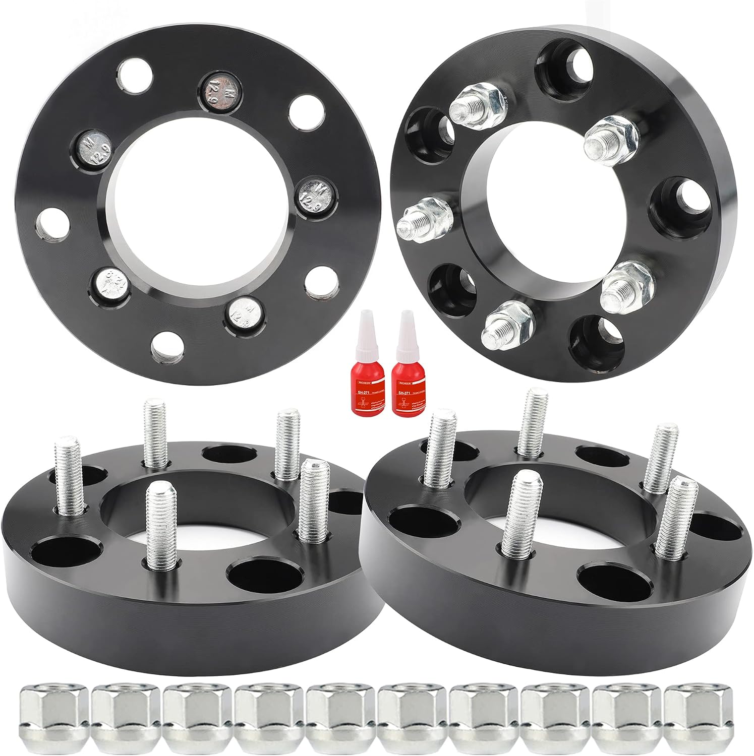 Richeer Compatible with 4pcs 1.25 inch Wheel Adapters Spacers 5x5.5 to 5x4.5 (5x139.7mm to 5x114.3mm) (Changes Bolt Pattern) 32mm Spacers 12x1.5 Studs
